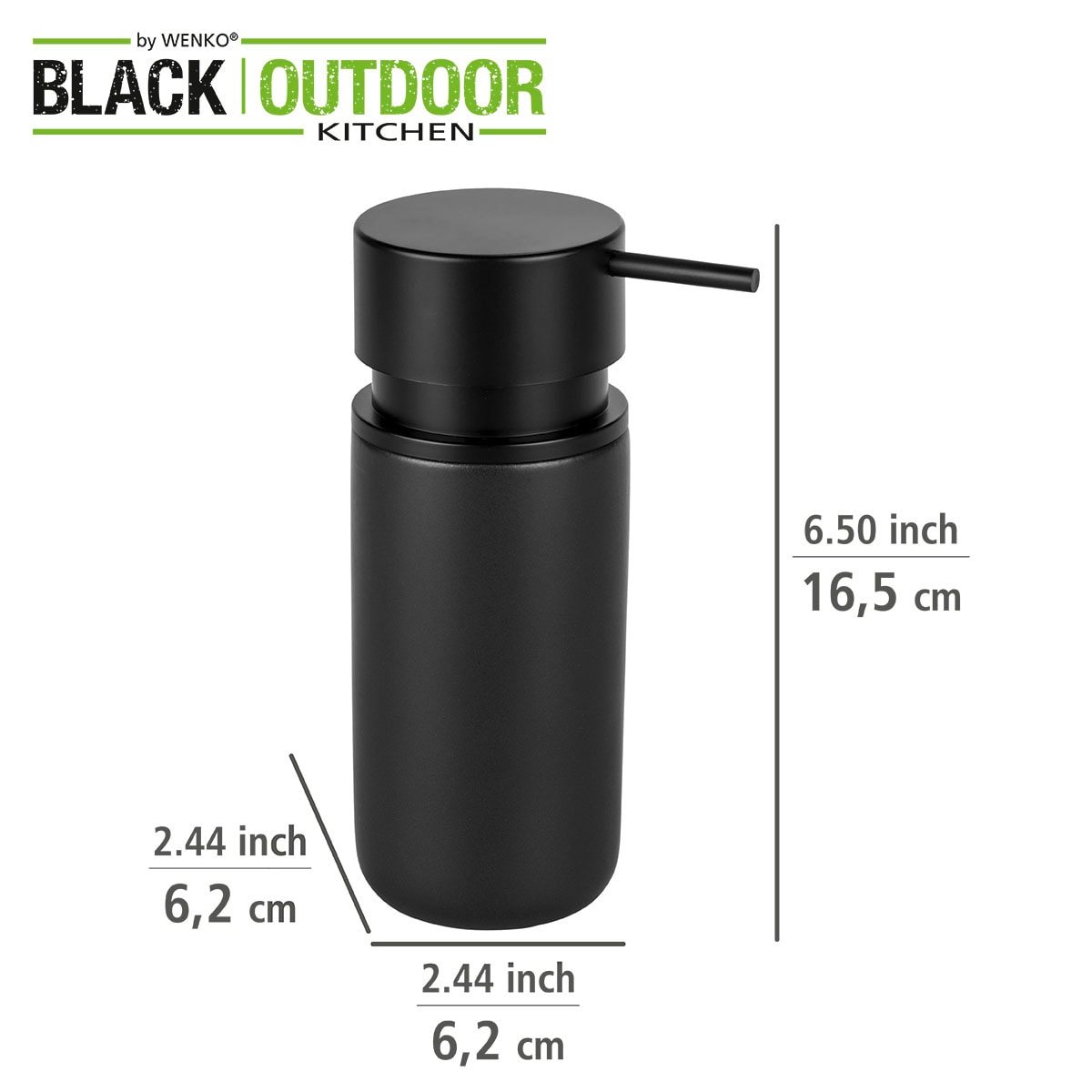 WENKO Küchenorganizer-Set »Black Outdoor Kitchen Spül-Set«, (Set, 2 tlg.), Seifenspender, Spülbürste