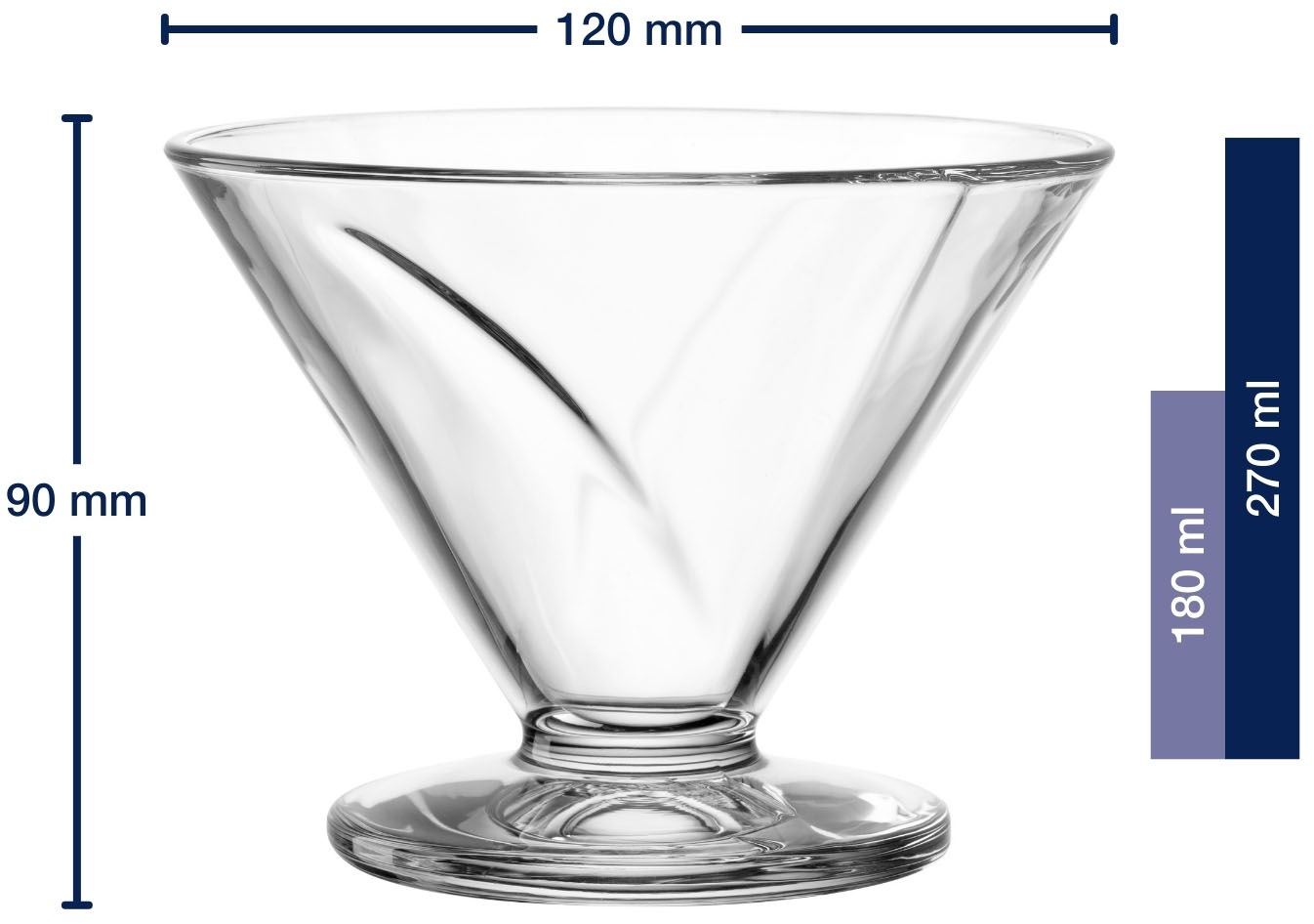 LEONARDO Eisschale »CONO, Eisbecher aus Glas, 270 ml, 4er-Set«, 4 tlg., aus Glas, spülmaschinengeeignet