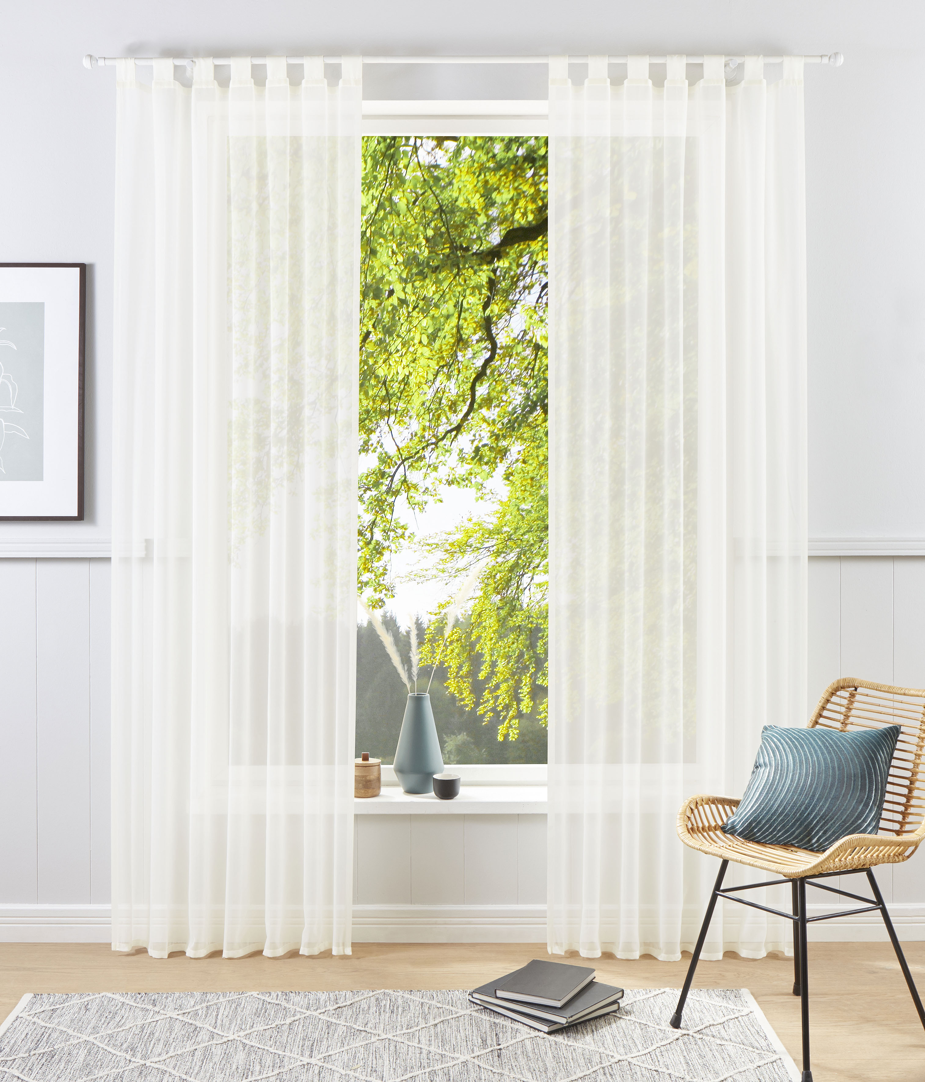 OTTO home Gardine "XANA" Schlaufen 1 Stk. tlg. Bestseller, einfarbig, 1 Schal, pflegeleicht, preiswert