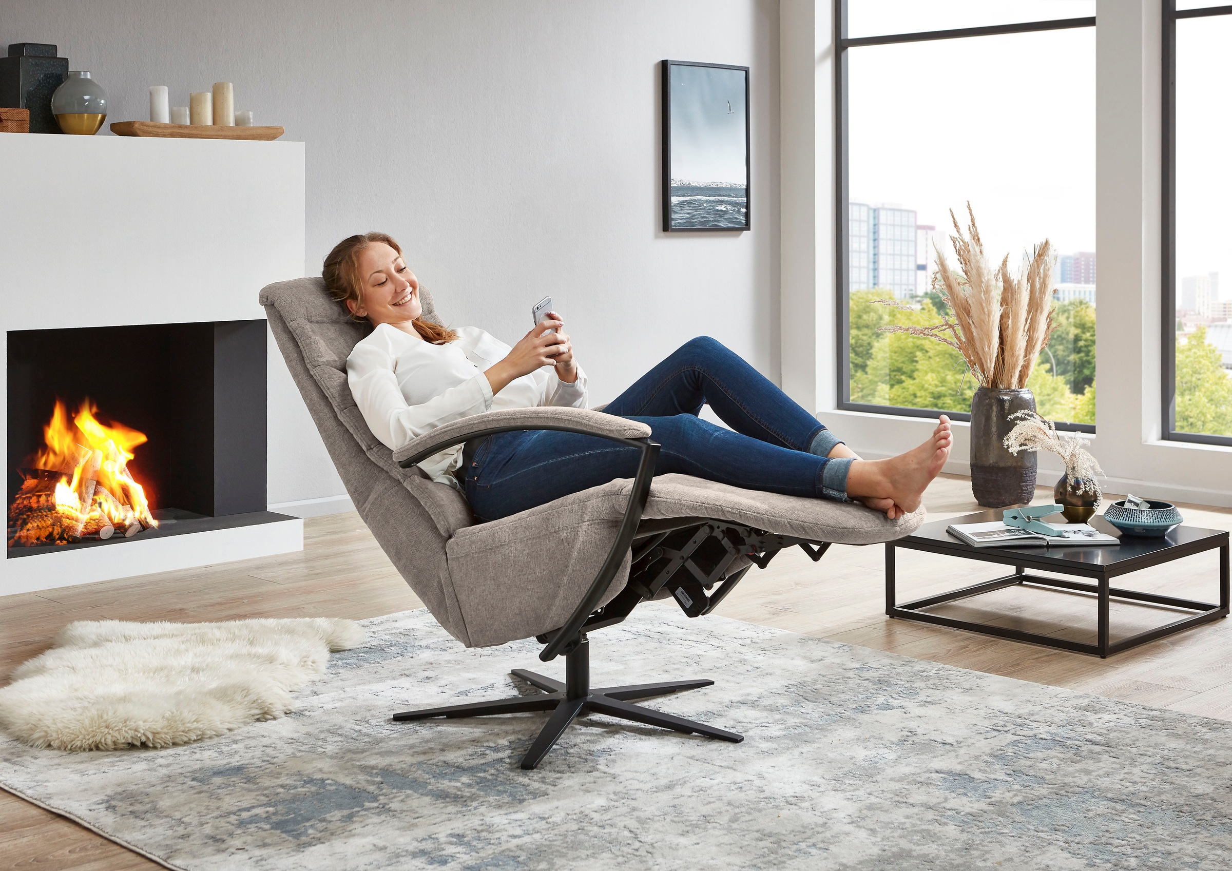 Die PlanBar Relaxsessel »Relaxsessel mit Metallsternfuß, Relaxfunktion und Kopfteilverstellung« 1 Stk. tlg.