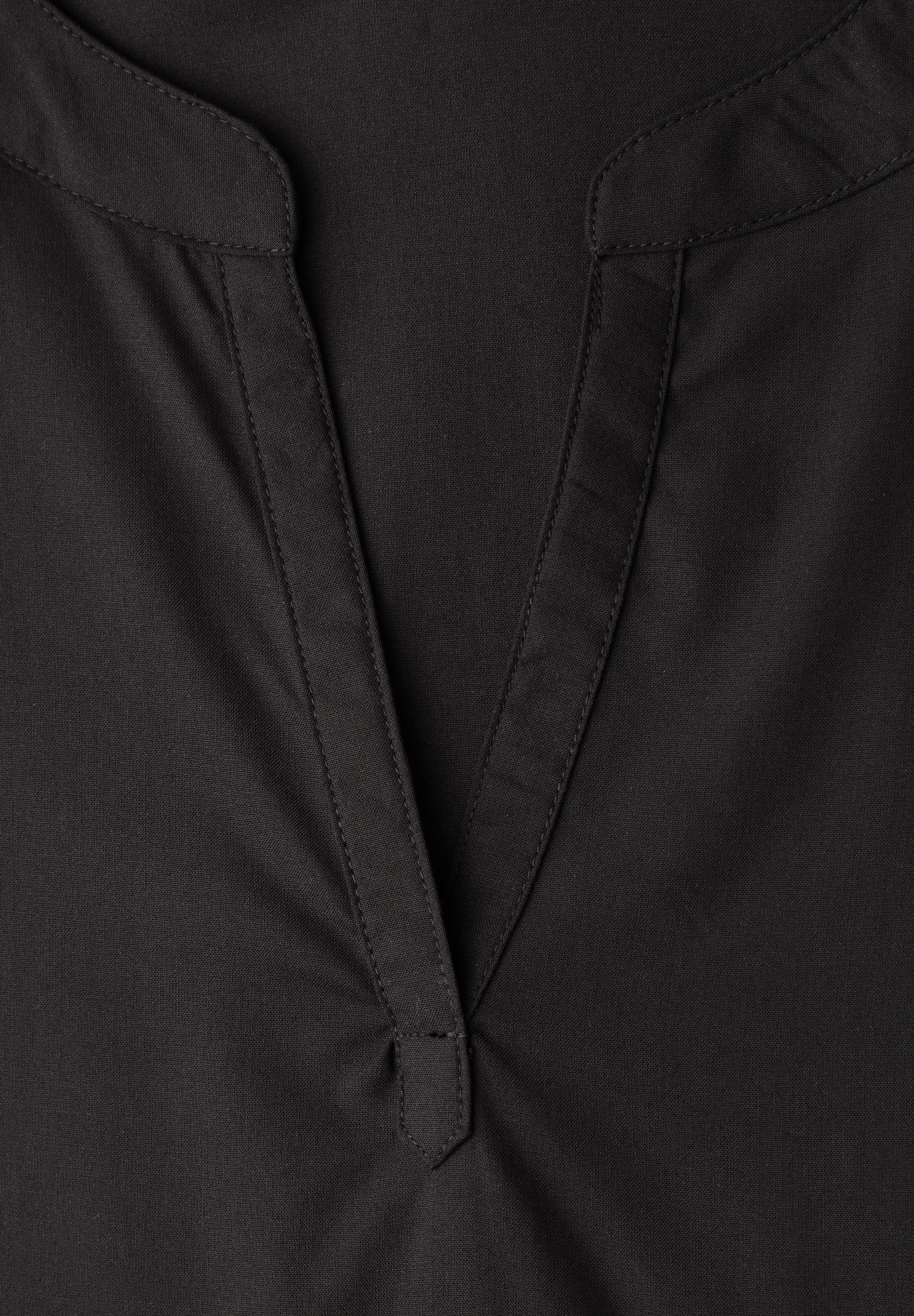 STREET ONE Kurzarmbluse mit geschlitztem Rundhalsausschnitt