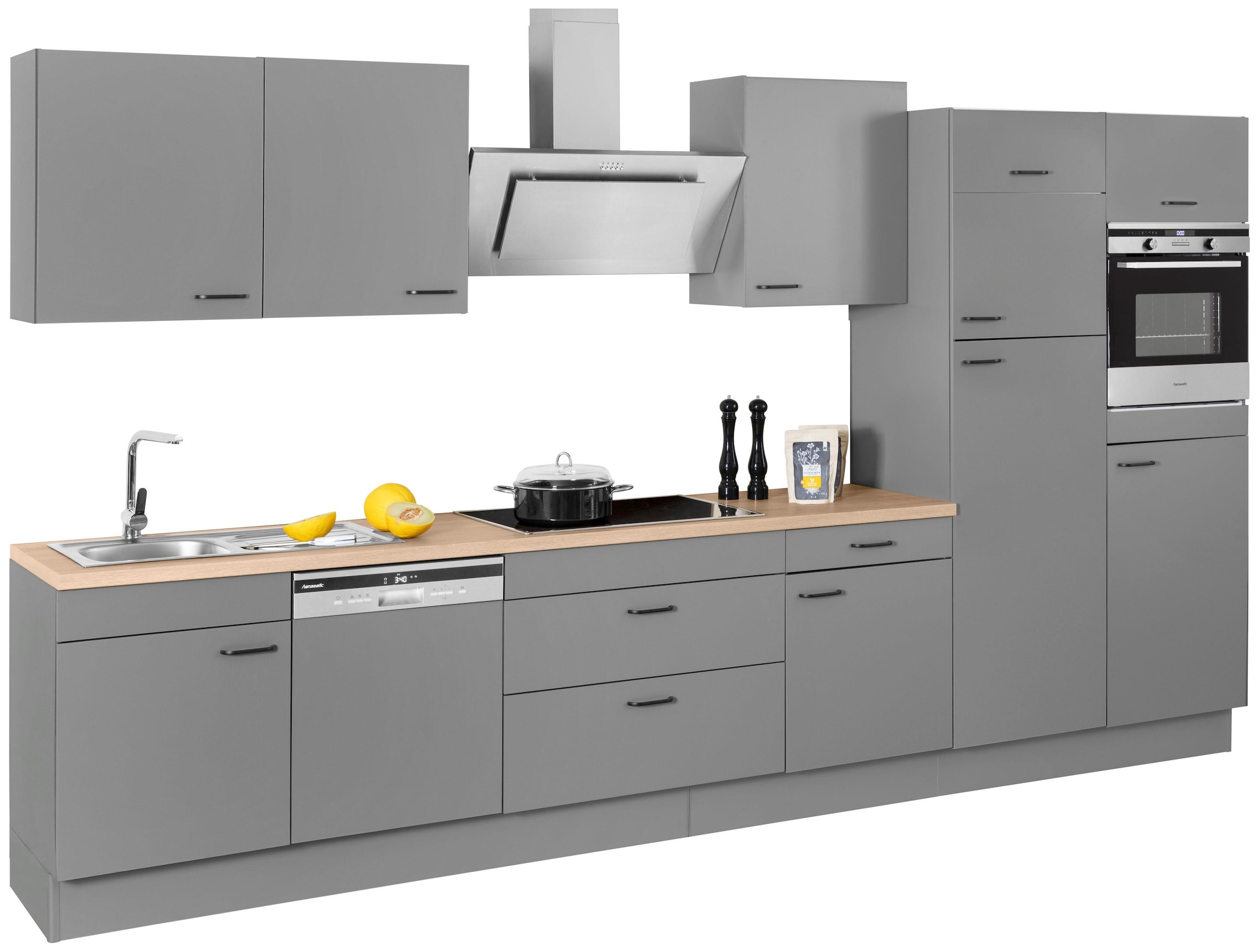 OPTIFIT Küchenzeile »Elga«, Premium-Küche, Soft-Close-Funktion, großen  Vollauszügen, Breite 390 cm bestellen | BAUR | Sockelblenden