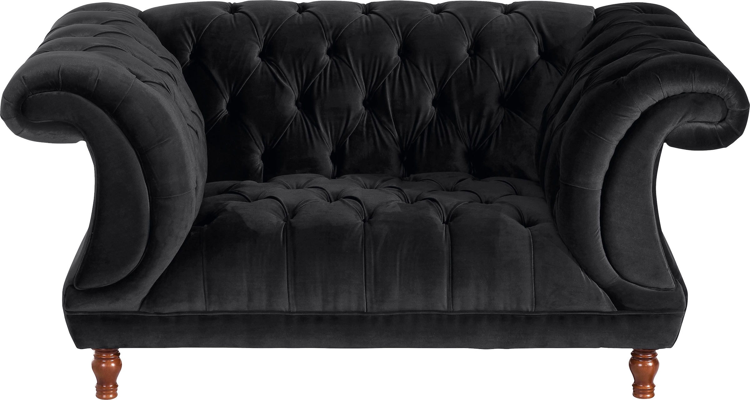 Max Winzer Loveseat "Isabelle, Loungesessel", Knopfheftung & gedrechselten Füßen in Buche Nussbaum, Breite 167 cm