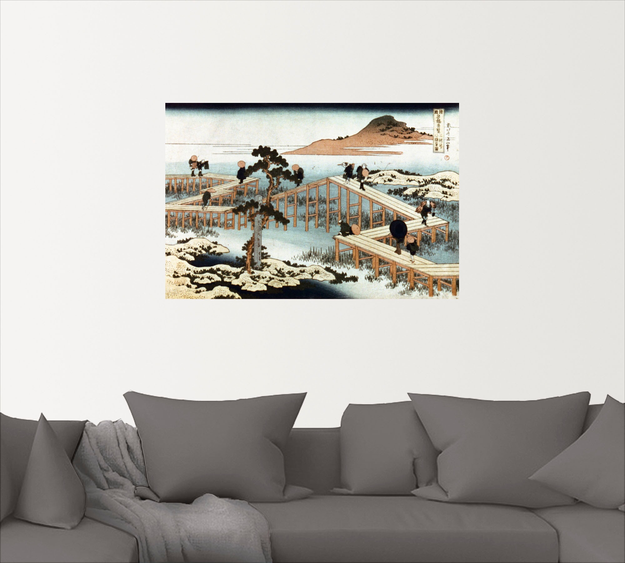 Artland Poster »Brücke bei Yatsuhashi Mikawa-Provinz«, Brücken, (1 St.), als Alubild, Leinwandbild, Wandaufkleber oder Poster in versch. Größen