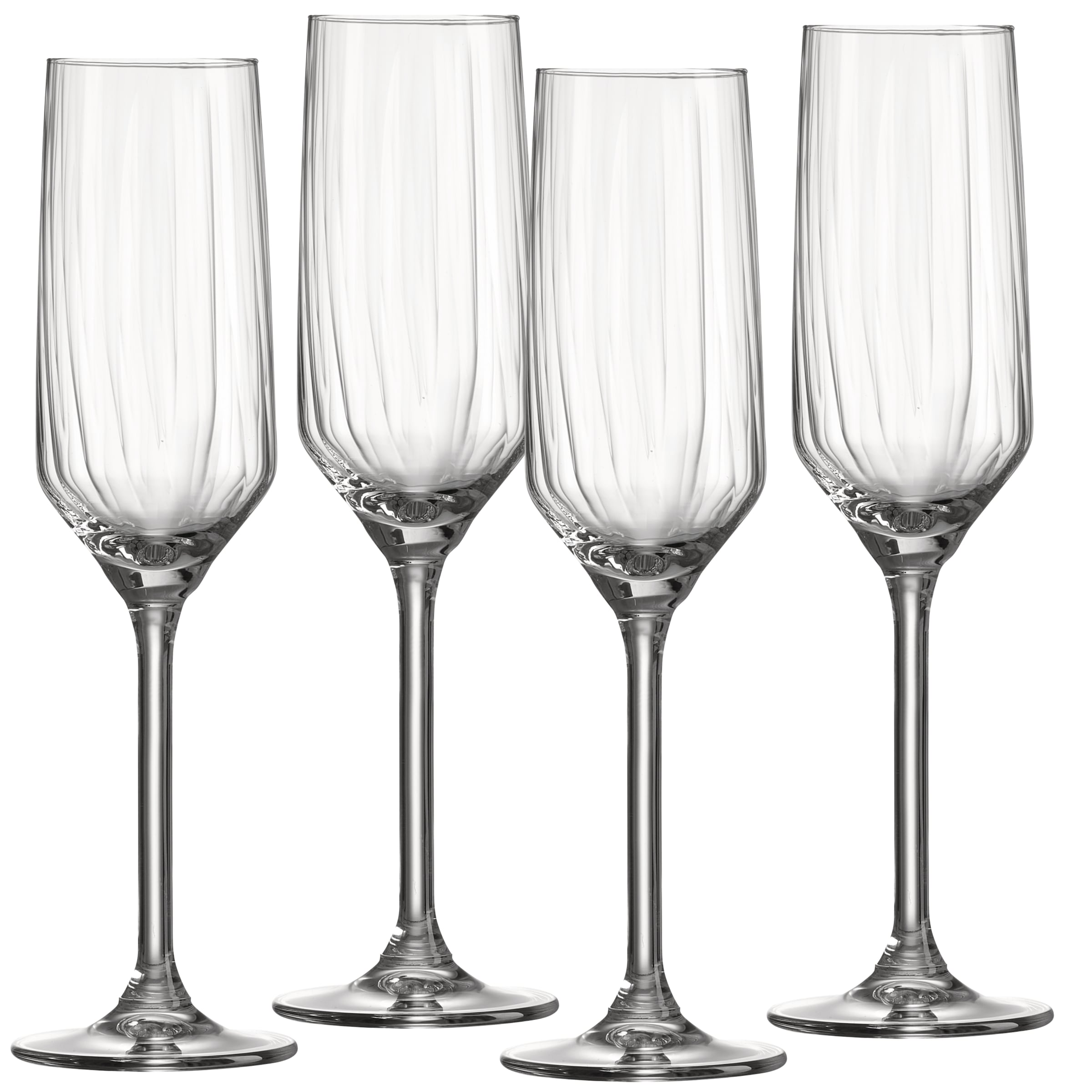 Sektglas RITZENHOFF & BREKER "Jive", transparent, B:5,5cm H:23cm Ø:5,5cm, Glas, Trinkgefäße, 4er Set, je 220 ml