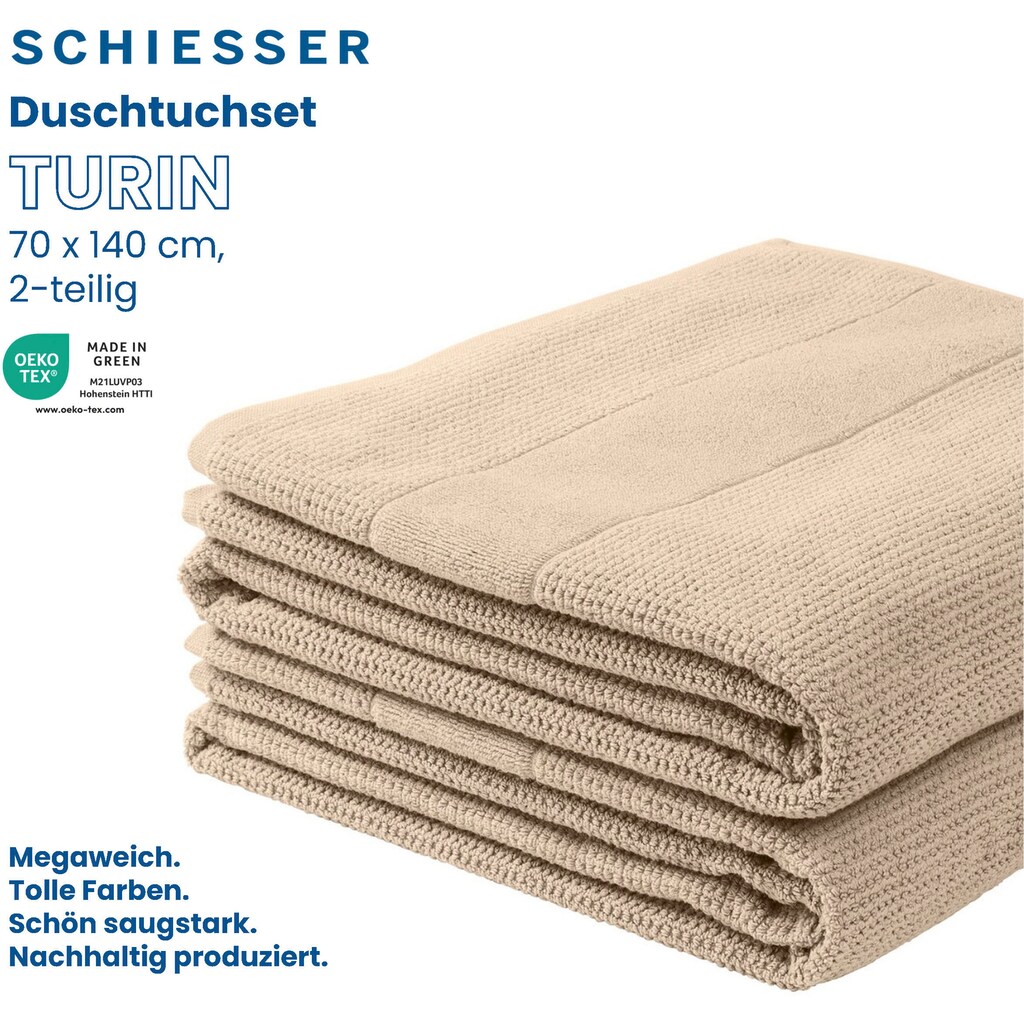 Schiesser Handtücher »Turin im 4er Set aus 100% Baumwolle«, (2 St.)