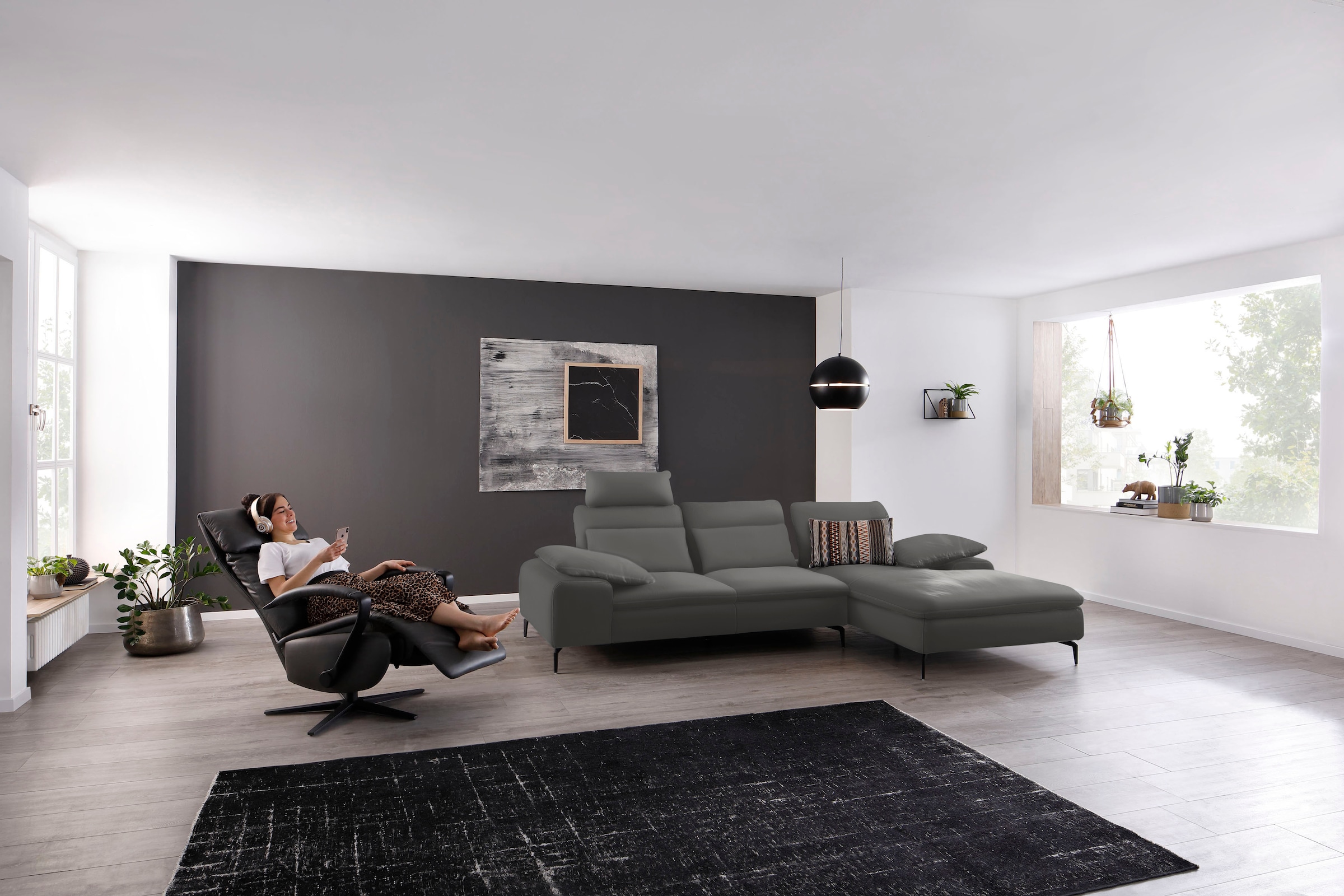 W.SCHILLIG Ecksofa »valentinoo«, (Set), inklusive Hocker, mit Sitztiefenverstellung, Breite 299 cm