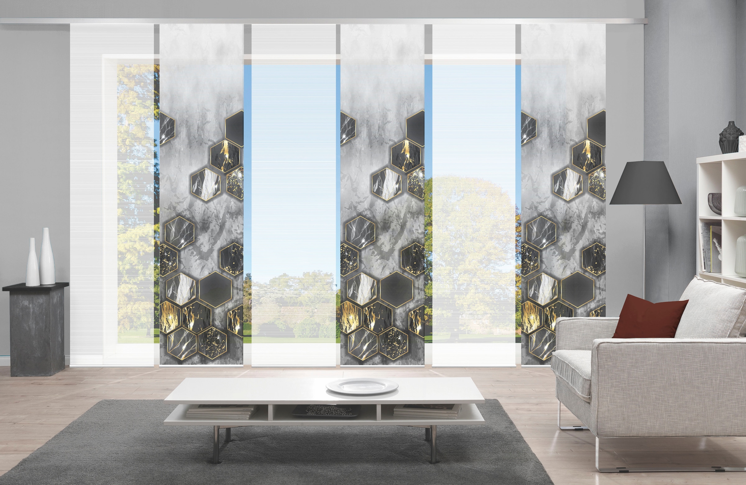 Vision S Schiebegardine "LAYON 6er SET" Paneelwagen 6 Stk. tlg. Schiebevorh günstig online kaufen