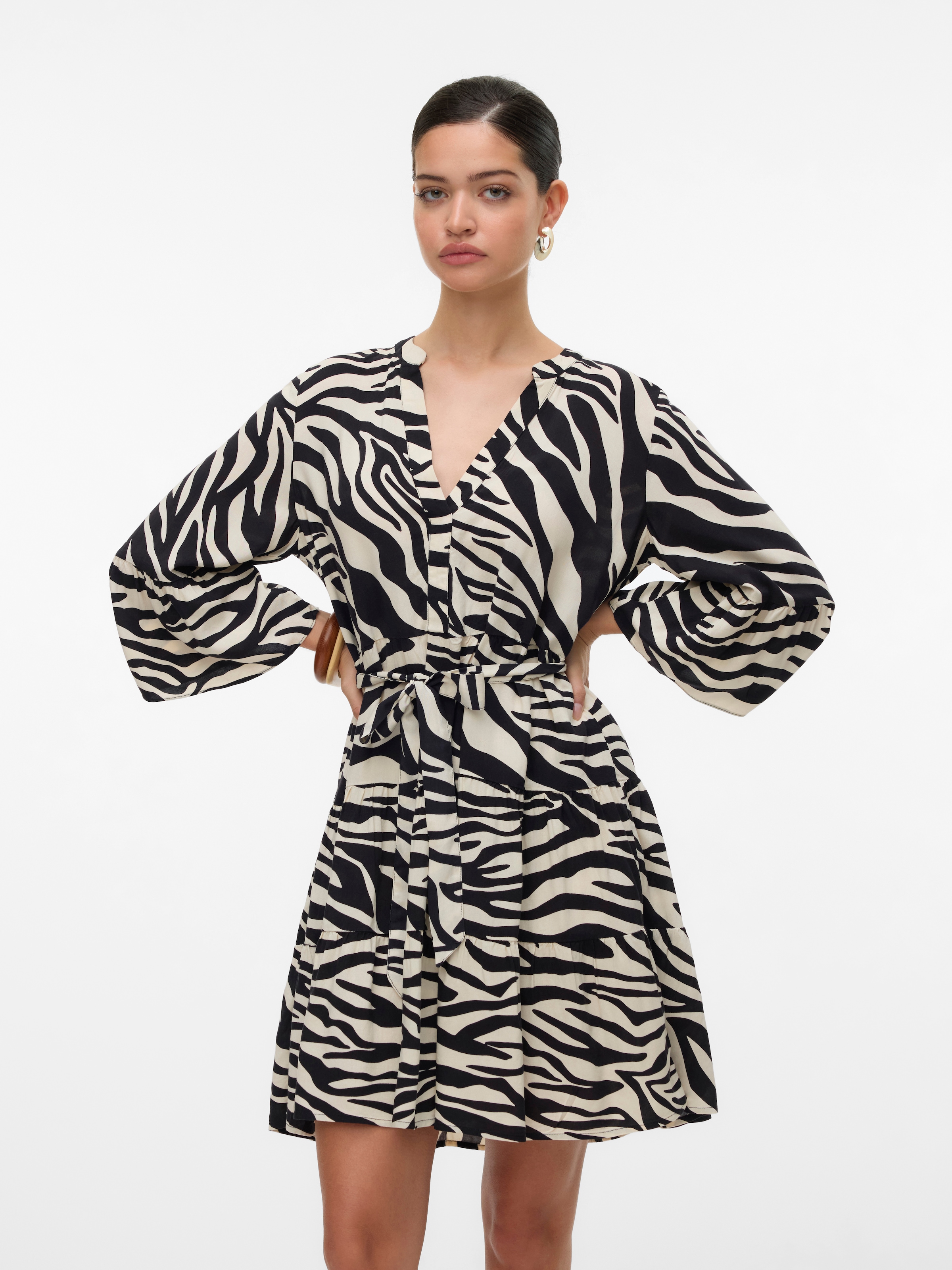 Vero Moda Tunikakleid "VMMELBA 3/4 SHORT BELT DRESS WVN GA NOOS", mit Volan günstig online kaufen