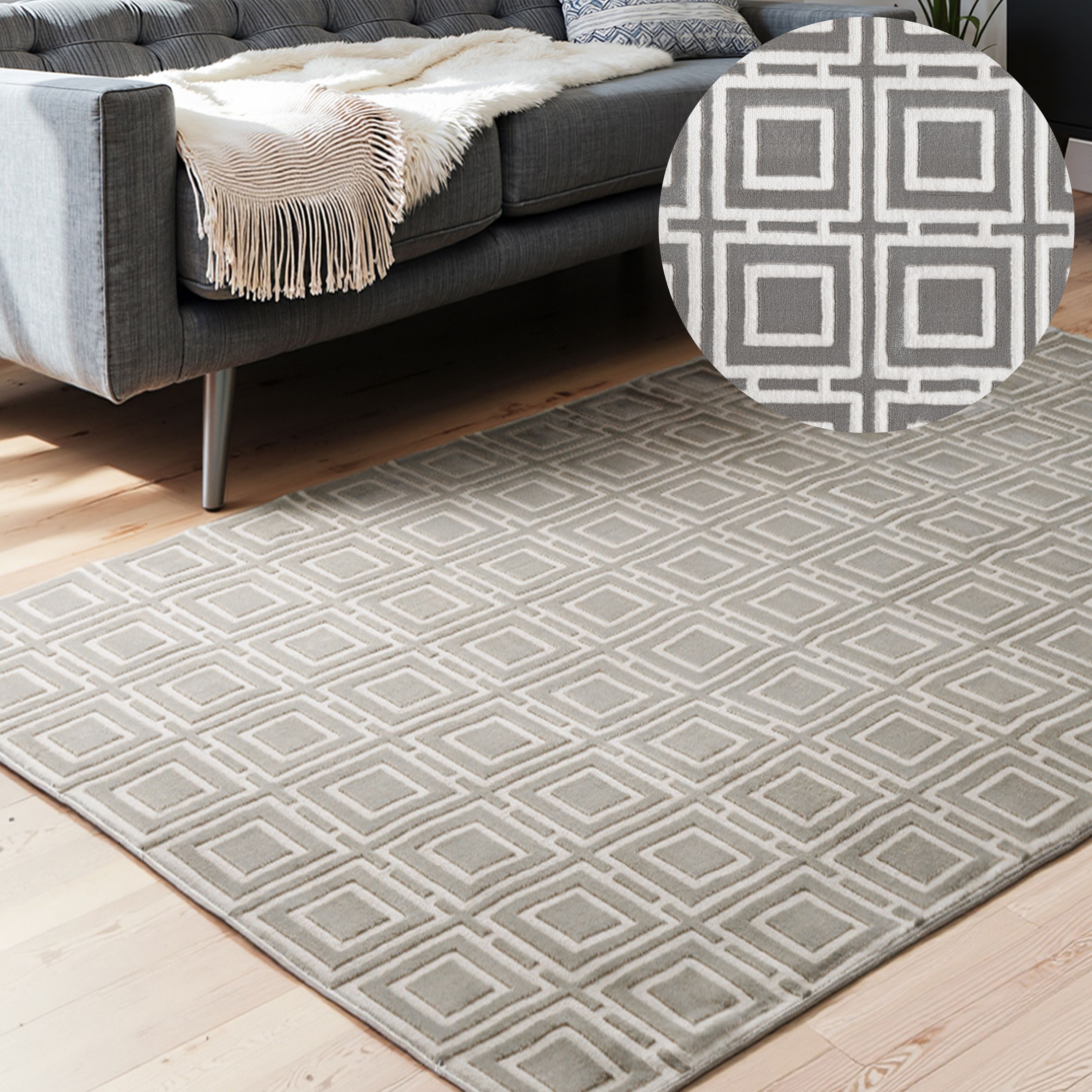 ELLE DECORATION Designteppich "Howlite" rechteckig 9 mm Höhe Wohnzimmer, Schlafzimmer, Läufer, Hoch-Tief Effekt, Flur, Glanz