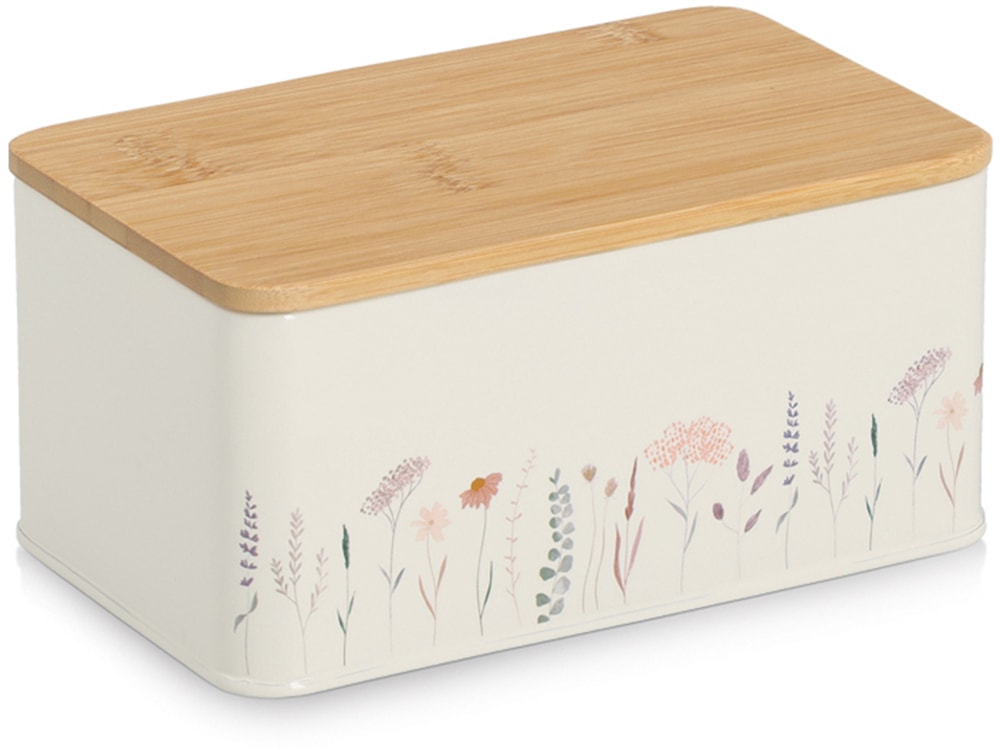 Zeller Present Vorratsdose "m. Bambusdeckel "Flowers"" Moderne Materialkombination, 1650 ml