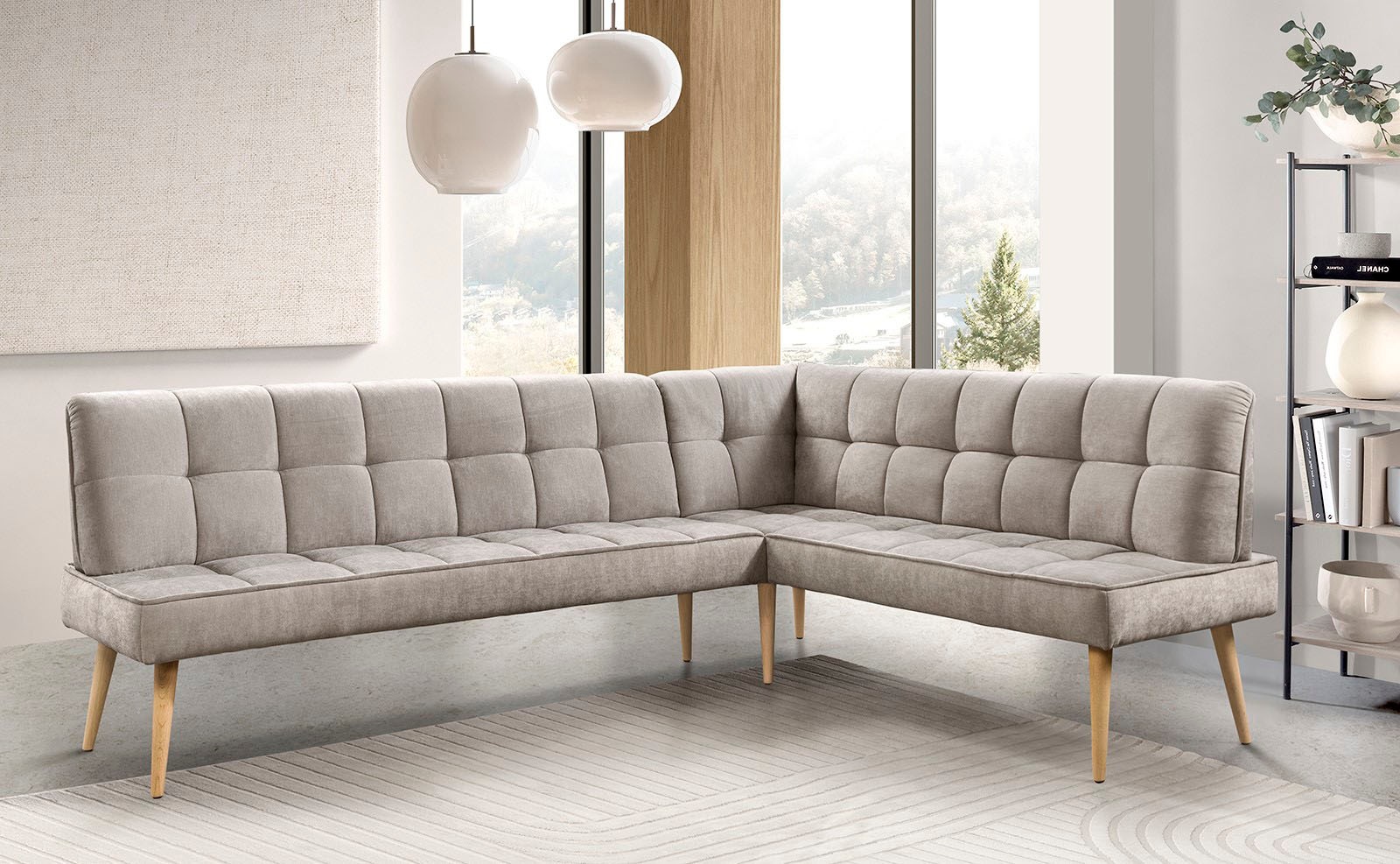 EXXPO SOFA FASHION Latte Corner Bench Sand