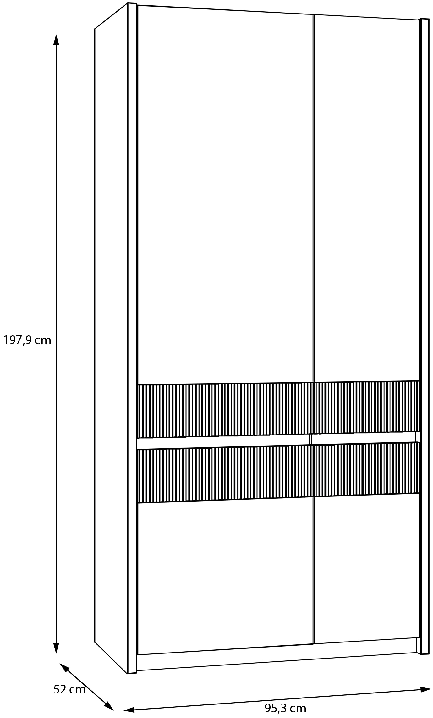 FORTE Kleiderschrank »Oak Square«, (B/H/T ca. 95,3x197,9x52 cm), Kleiderschrank, Beleuchtung, grifflos, Soft Close