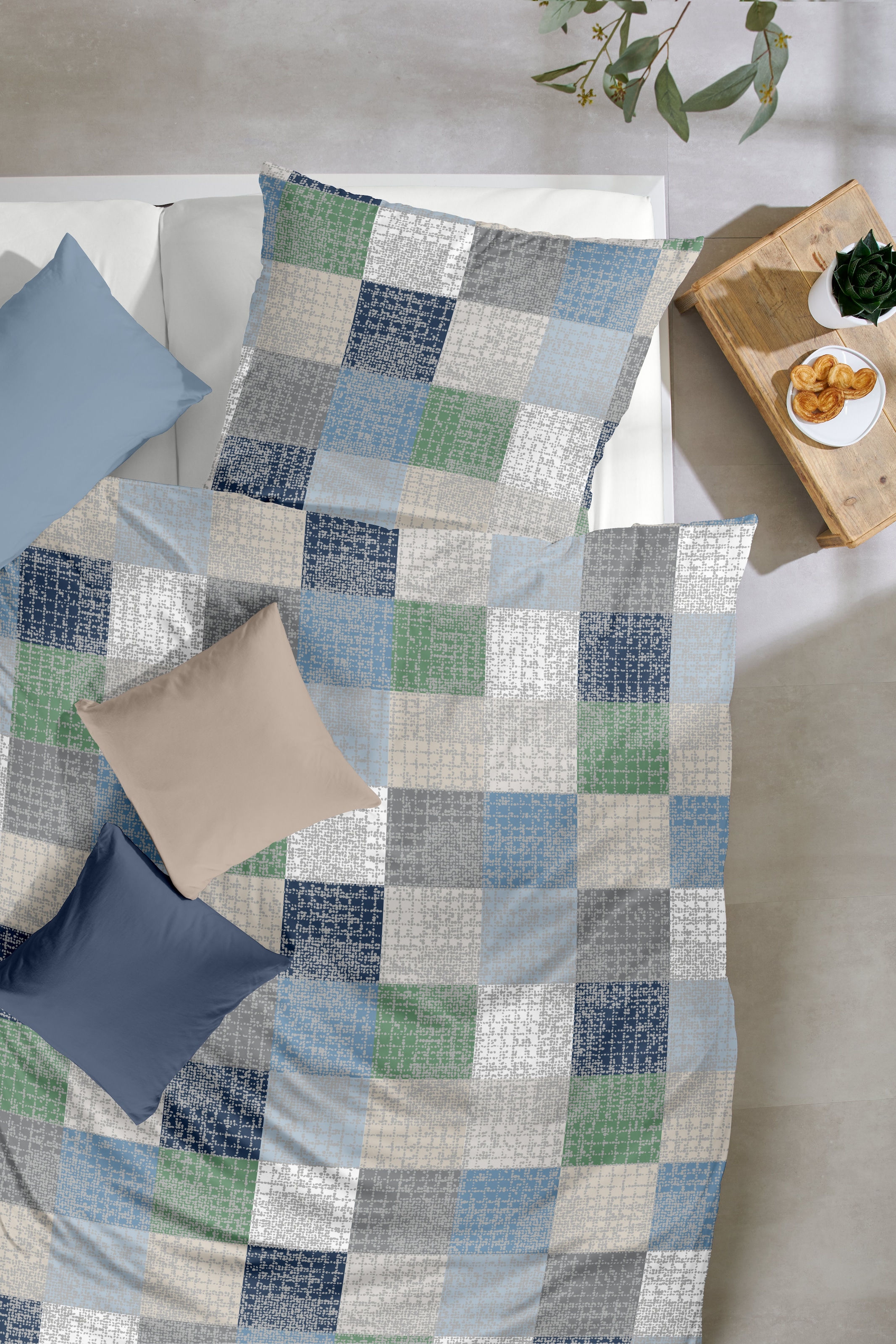 Primera Bettwäsche »Biber-Bettwäsche Pixelgrid« 2 Stk. tlg. mit klassischer Karo-Optik