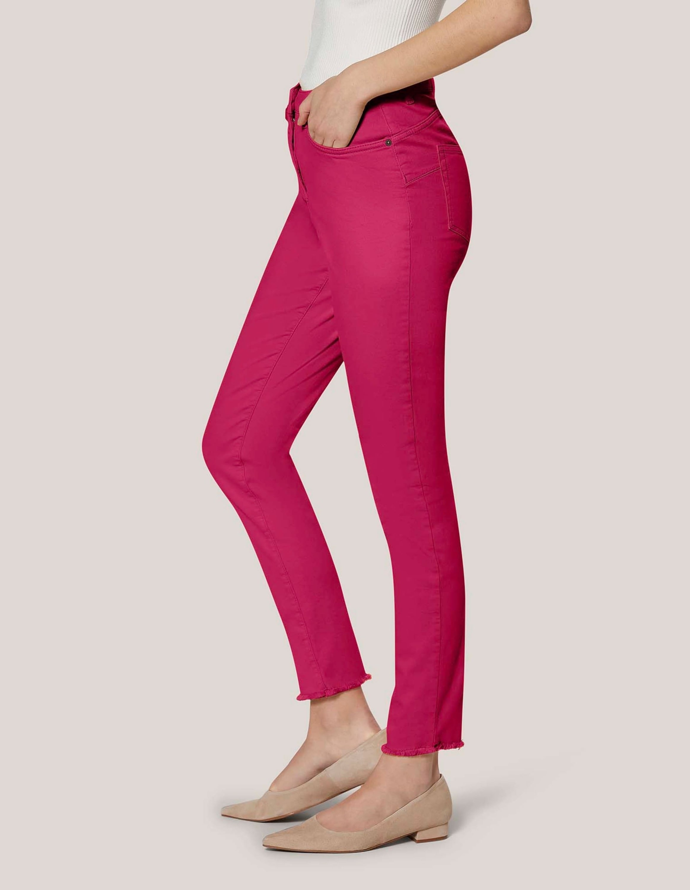 MADELEINE »Jeans Mid Waist Skinny-Hose mit Fransen« mit Fransensaum