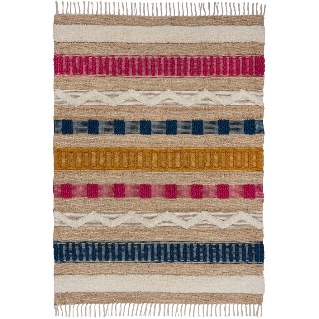FLAIR RUGS Teppich »Medina«, rechteckig, Boho-Look, aus Naturfasern wie Wolle & Jute