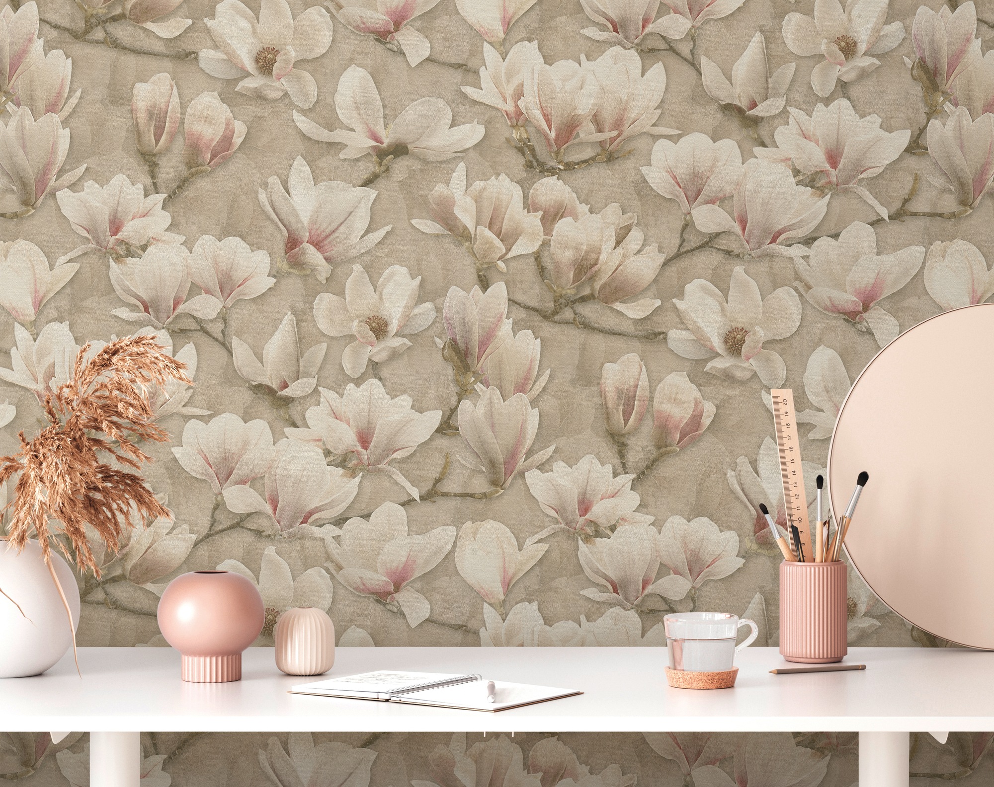 A.S. Création Vliestapete »PintWalls II Blumen-Tapete Mustertapete Magnolien Blumen«, matt, Vliestapete floral für Schlafzimmer Küche Wohnzimmer Magnolie Design