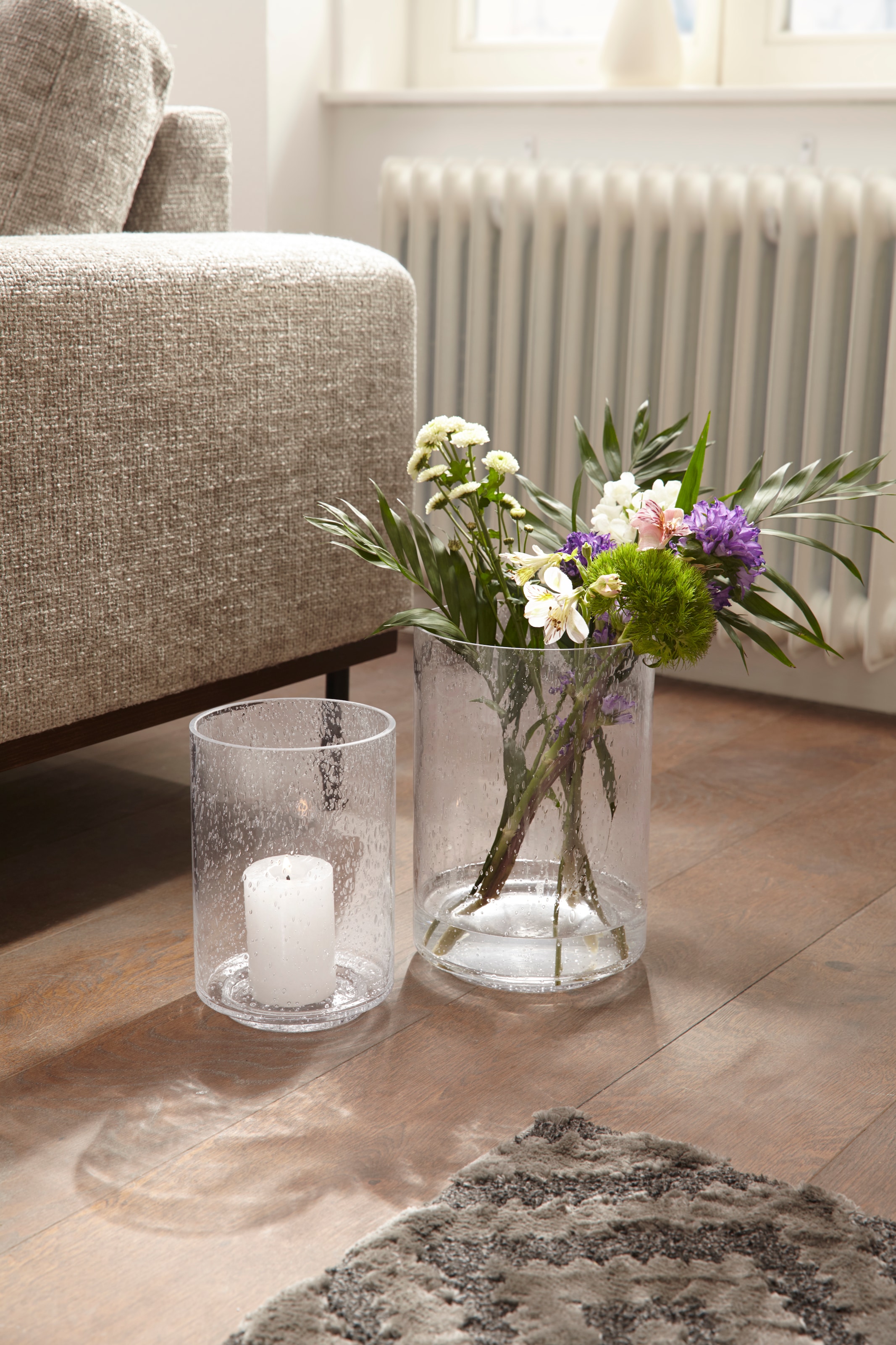 »aus cm«, Windlicht Lufteinschlüssen, Glas, auch Stumpenkerzen, ideal Höhe (1 | 30 St.), Home für Vase affaire als mit BAUR