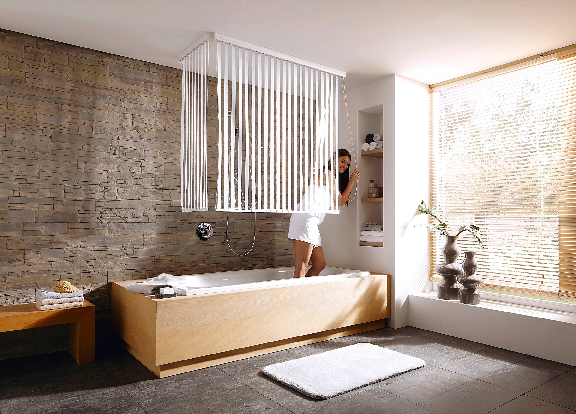 Kleine Wolke Eck-Duschrollo "Eck-Duschrollo" Breite 134 cm ausziehbar, 134 günstig online kaufen