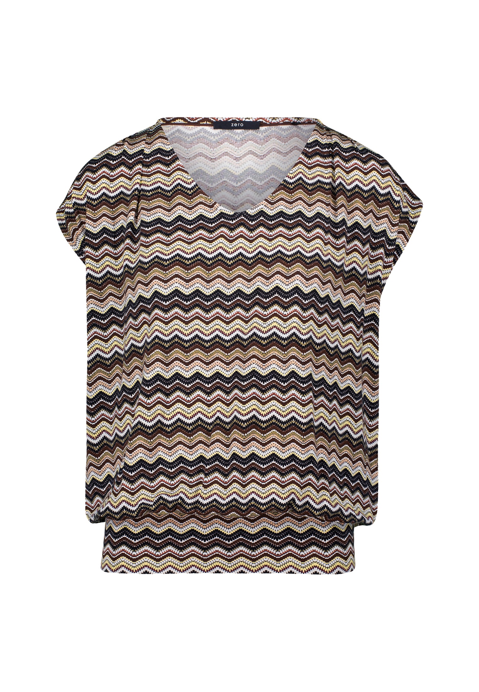 Zero Kurzarmshirt "Damen Shirt mit Zickzackmuster" 1 Stk. tlg. Plain/ohne D günstig online kaufen