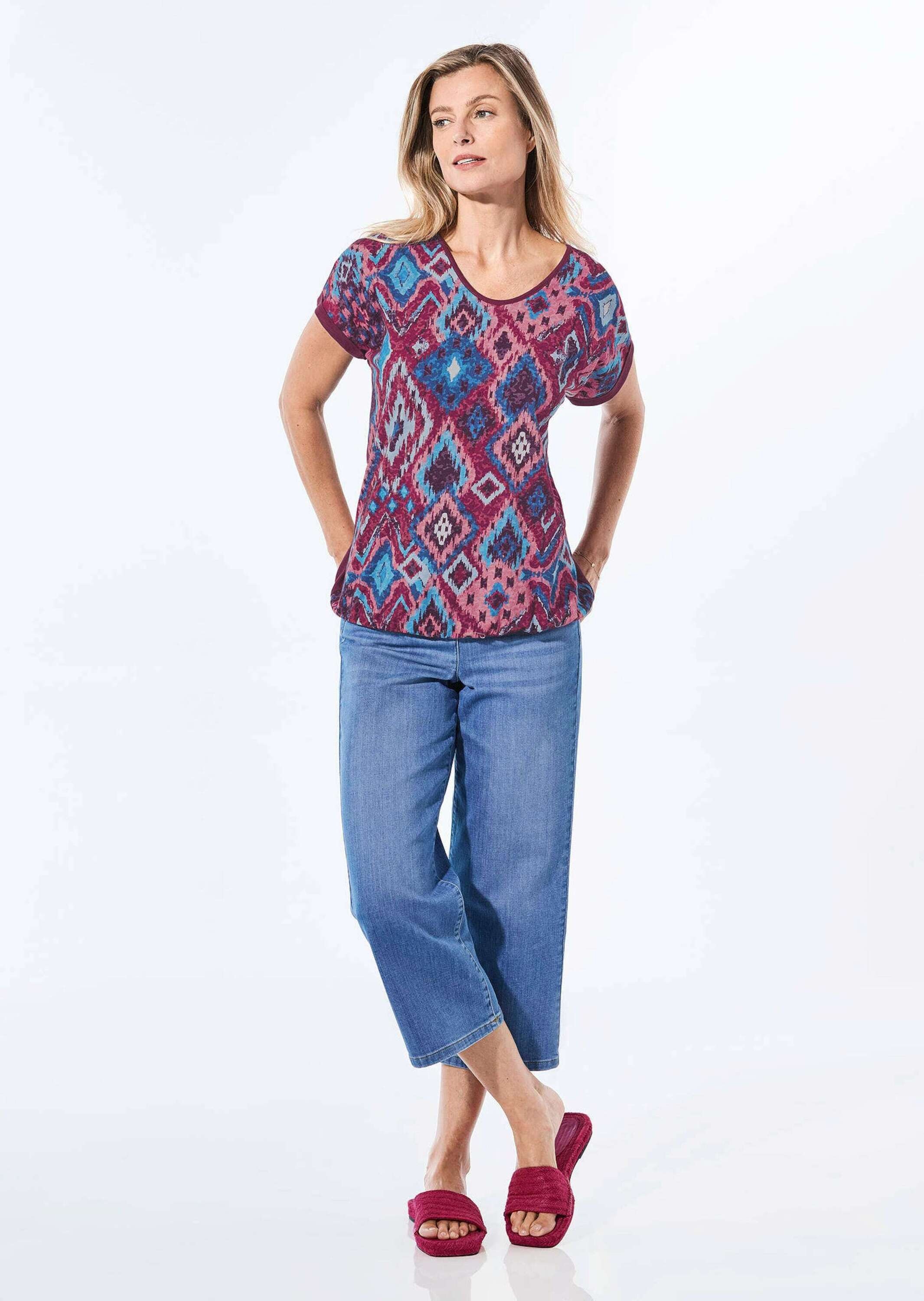 Goldner Short Sleeve Shirt Blue Patterned Size 23 3