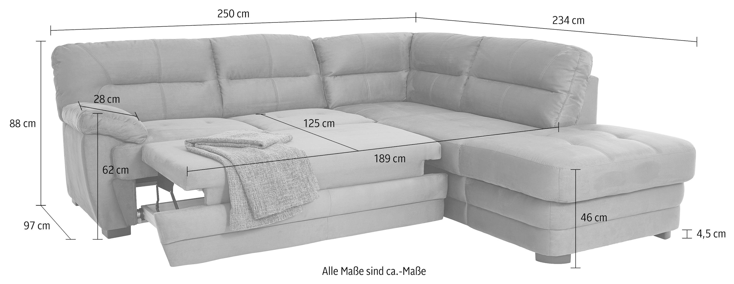 COTTA Polstergarnitur »Royale L-Form«, (Set), Set bestehend aus: Ecksofa & Hocker