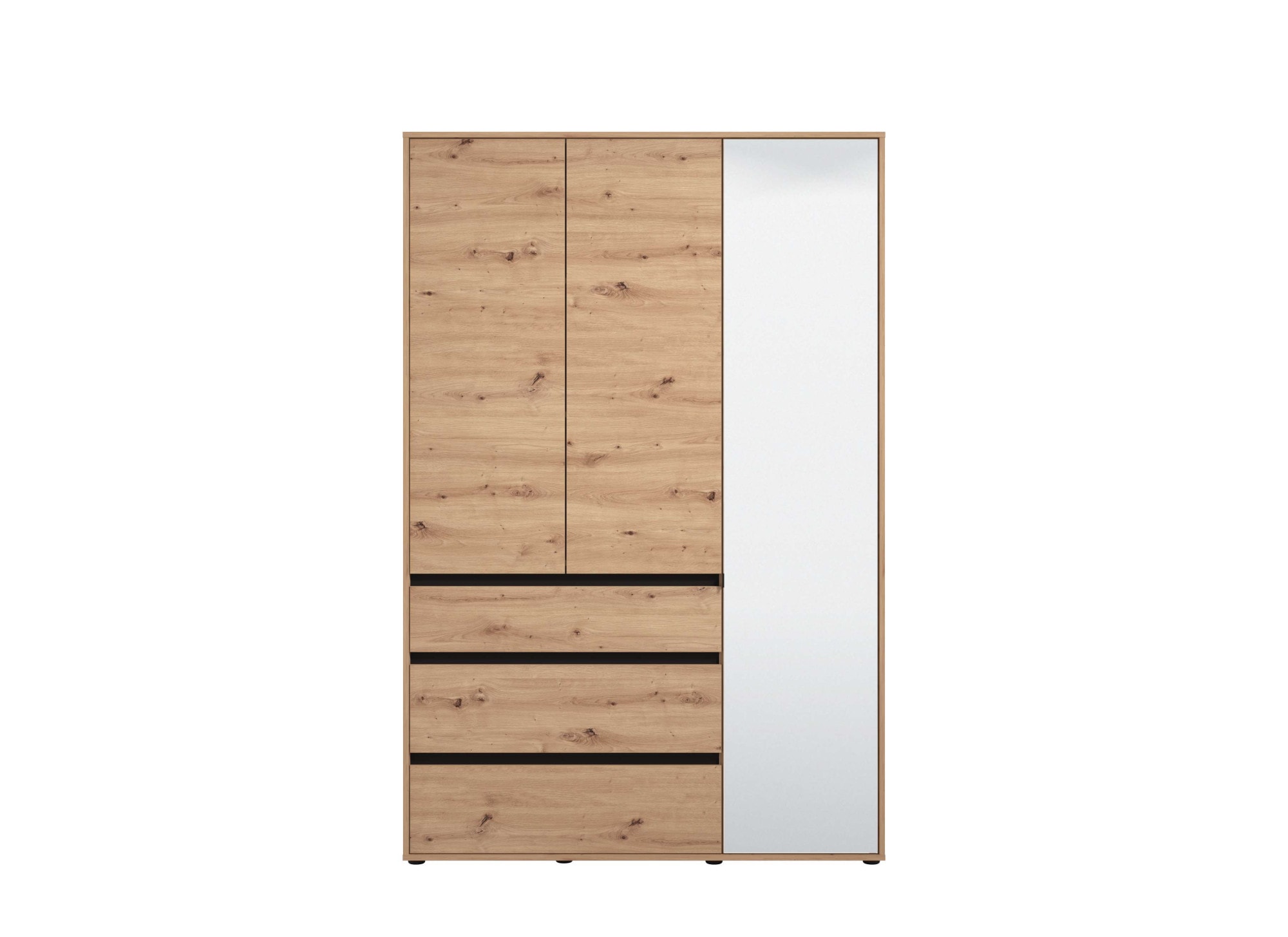 INOSIGN Kleiderschrank »Corbett, grifflose Optik, FSC-zertifziert, Made in Europe«, (138 oder 182,5cm breit, 211cm hoch und 54,5cm tief), mit Spiegel, 3 Schubladen und Innenausstattung