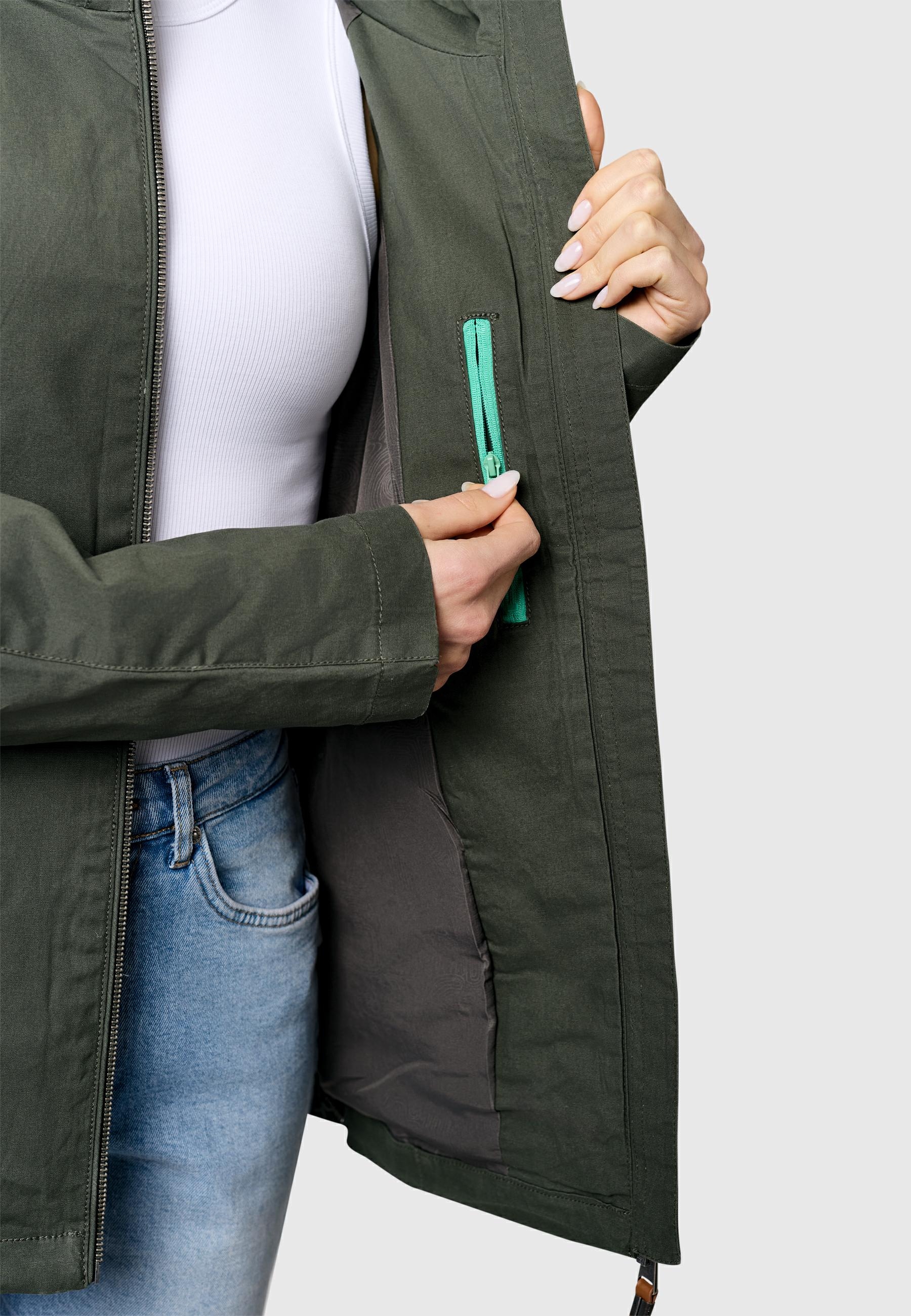 Ragwear Outdoorjacke »Dizzea Vintage YOUMODO« mit Kapuze Beschichtete Damen Übergangsjacke mit Kapuze