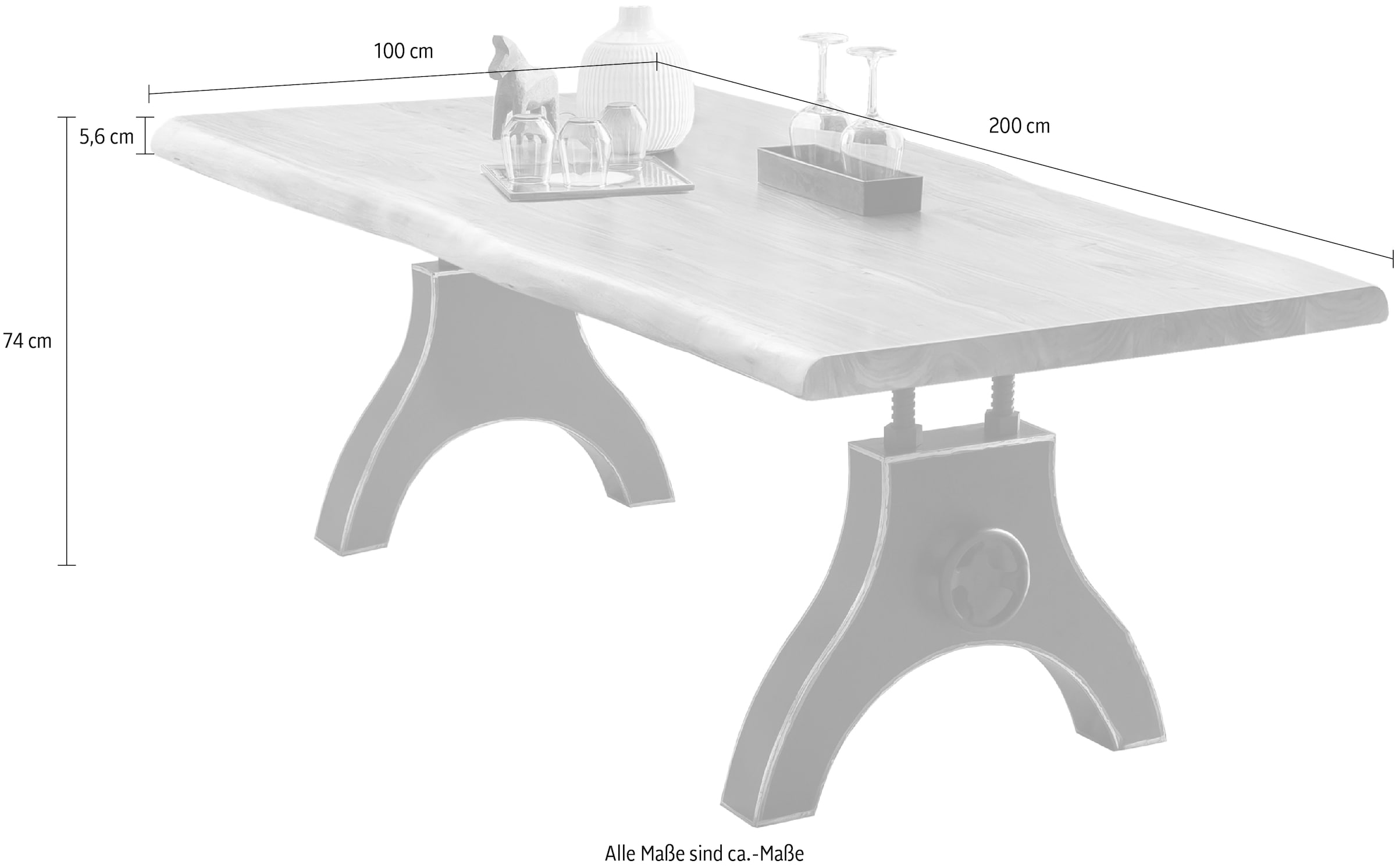 SIT Esstisch, extra hohe Plattenstärke von 56 mm