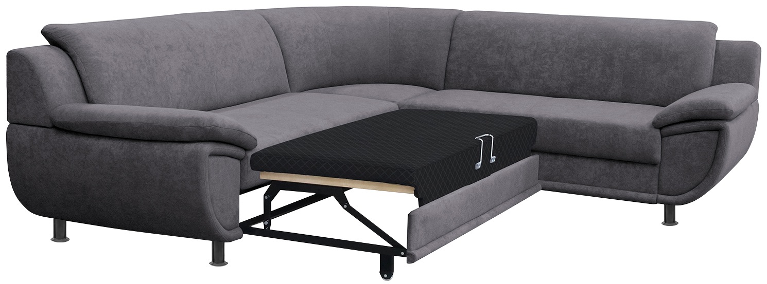 TRENDMANUFAKTUR Ecksofa »Rondo wahlweise mit Schlaffunktion, 267x247 cm (BxT), breite Armlehnen« L-Form, wahlweise mit Federkern bestellbar, Füße schwarz
