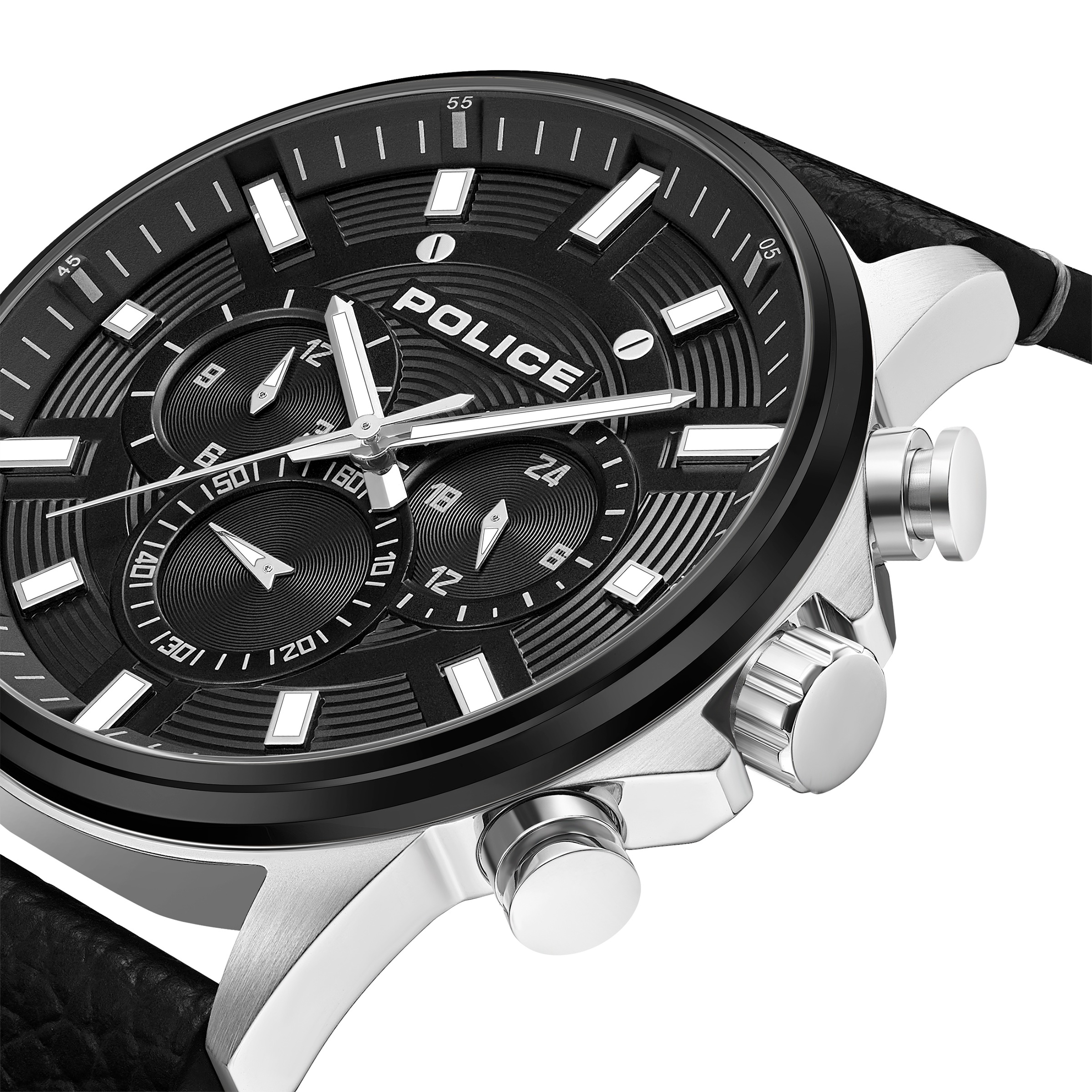Police Chronograph »Kismet« Quarzuhr, Armbanduhr, Herrenuhr, Lederarmband, analog, Stoppfunktion