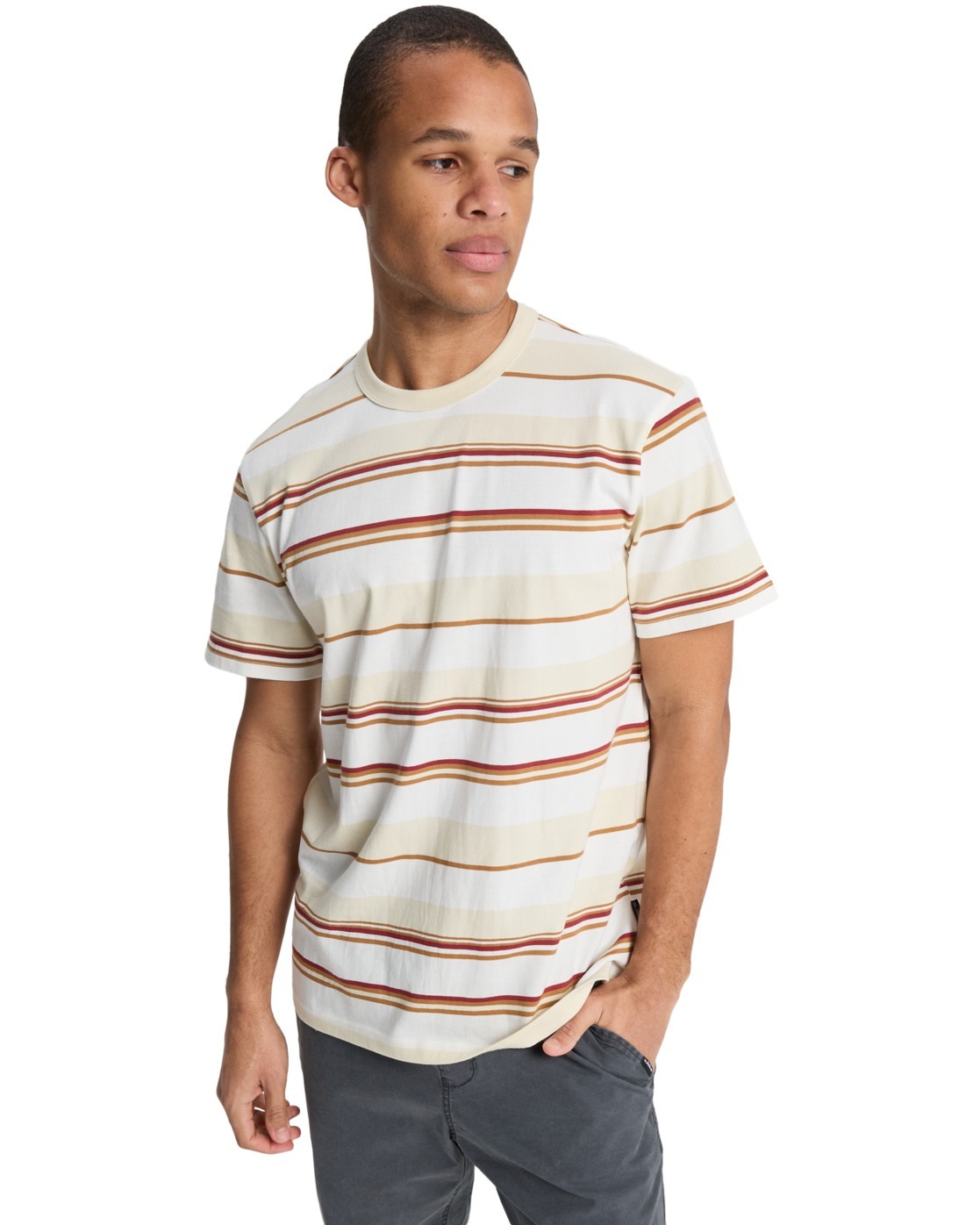 Quiksilver T-shirt à Manches Courtes Lekoni Stripe Bone White Lekoni Stripe M Homme