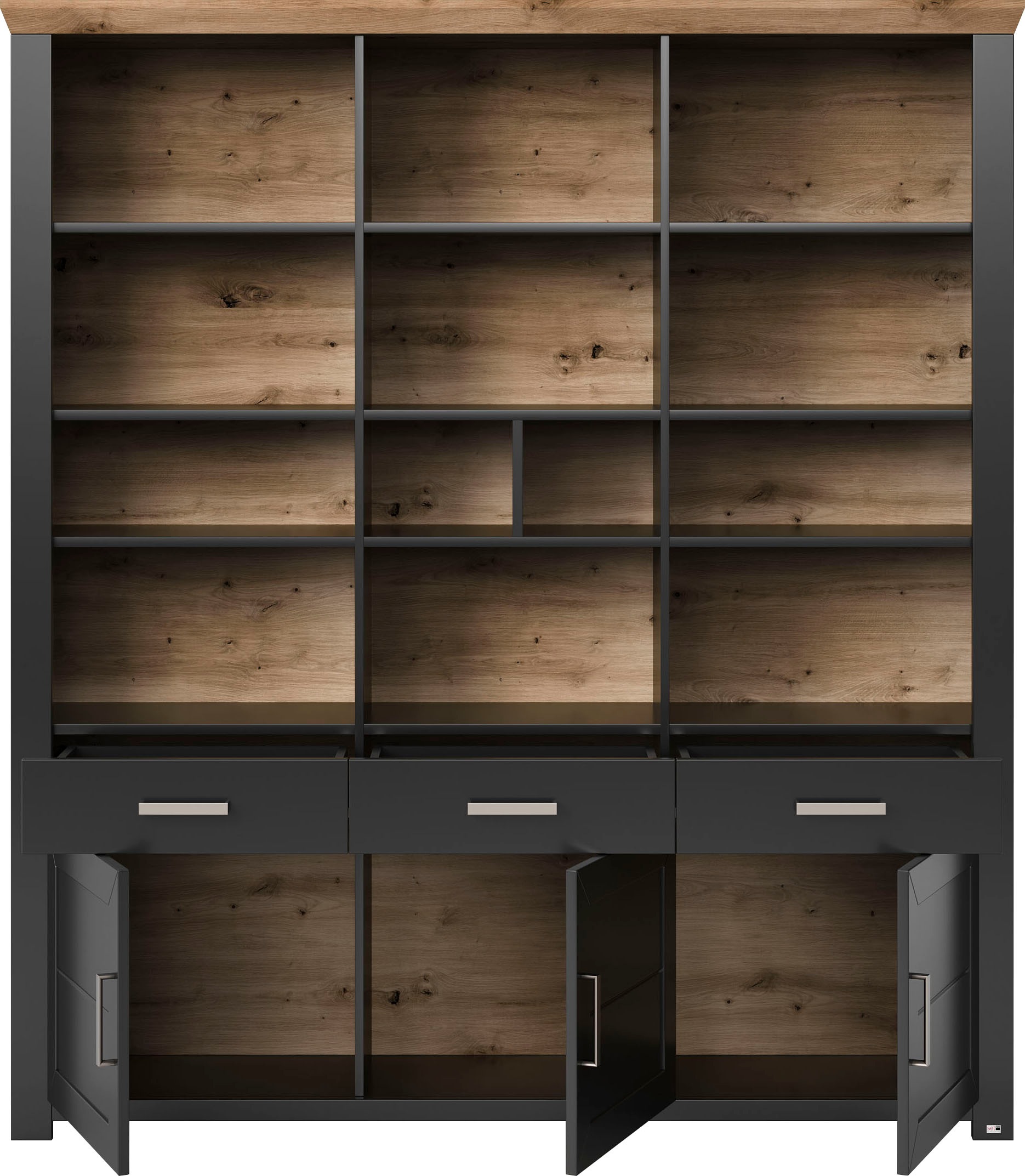 set one by Musterring Aktenregal »York«, offenes Design, wahlweise mit Beleuchtung, 3 Farben, Breite 184 cm