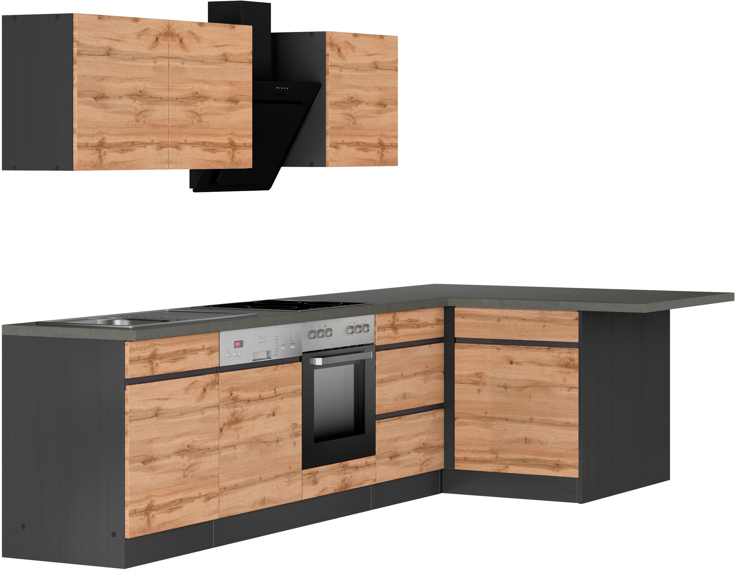 KOCHSTATION Winkelküche »KS-Riesa«, Stellbreite 340x150 cm, wahlweise mit oder ohne E-Geräte