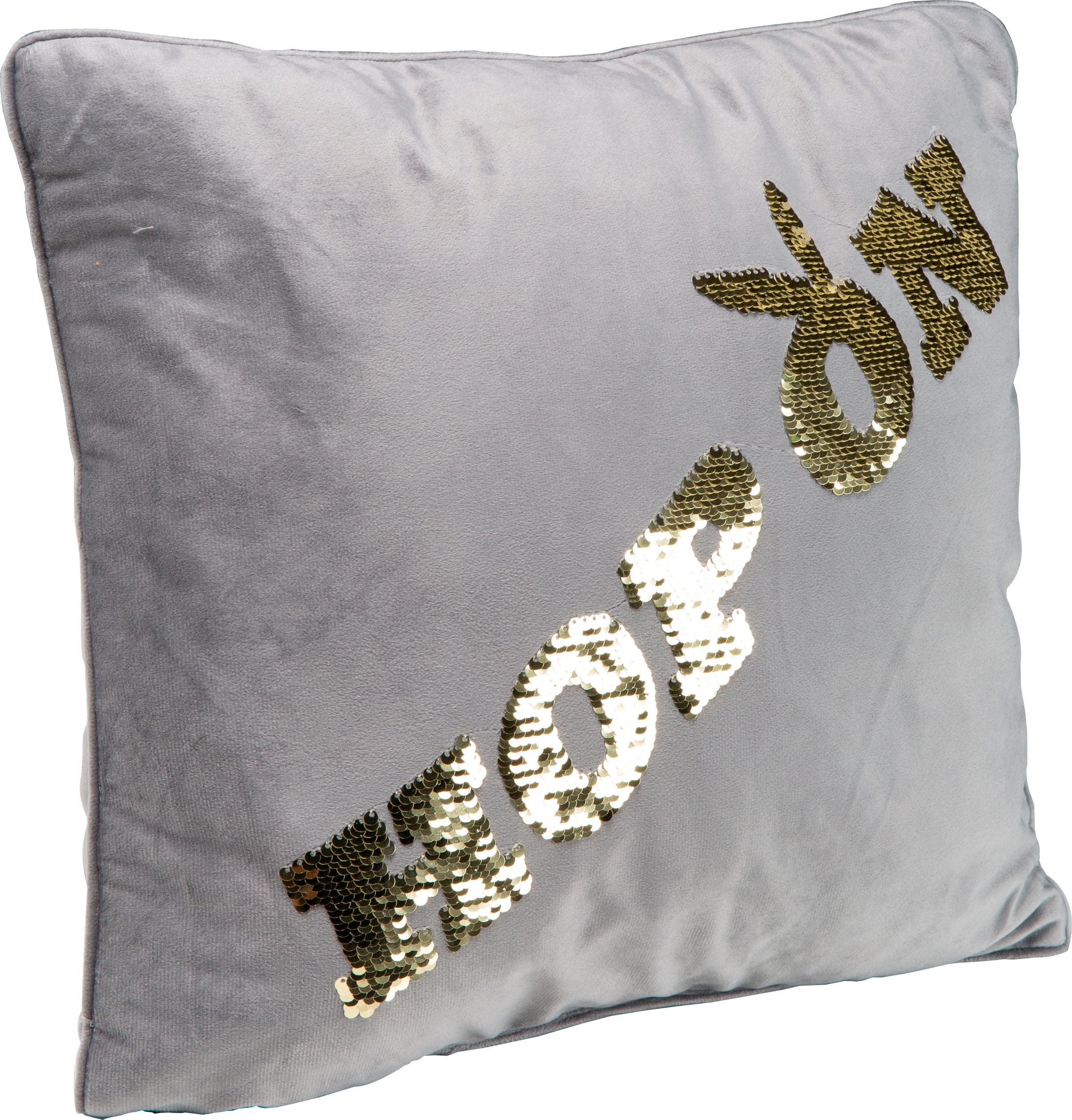 Dekokissen PLAYBOY, B:40cm H:40cm L:40cmanthrazit samt, schriftzug mit pailletten, Faserbällchen (Polyester), Polyester,