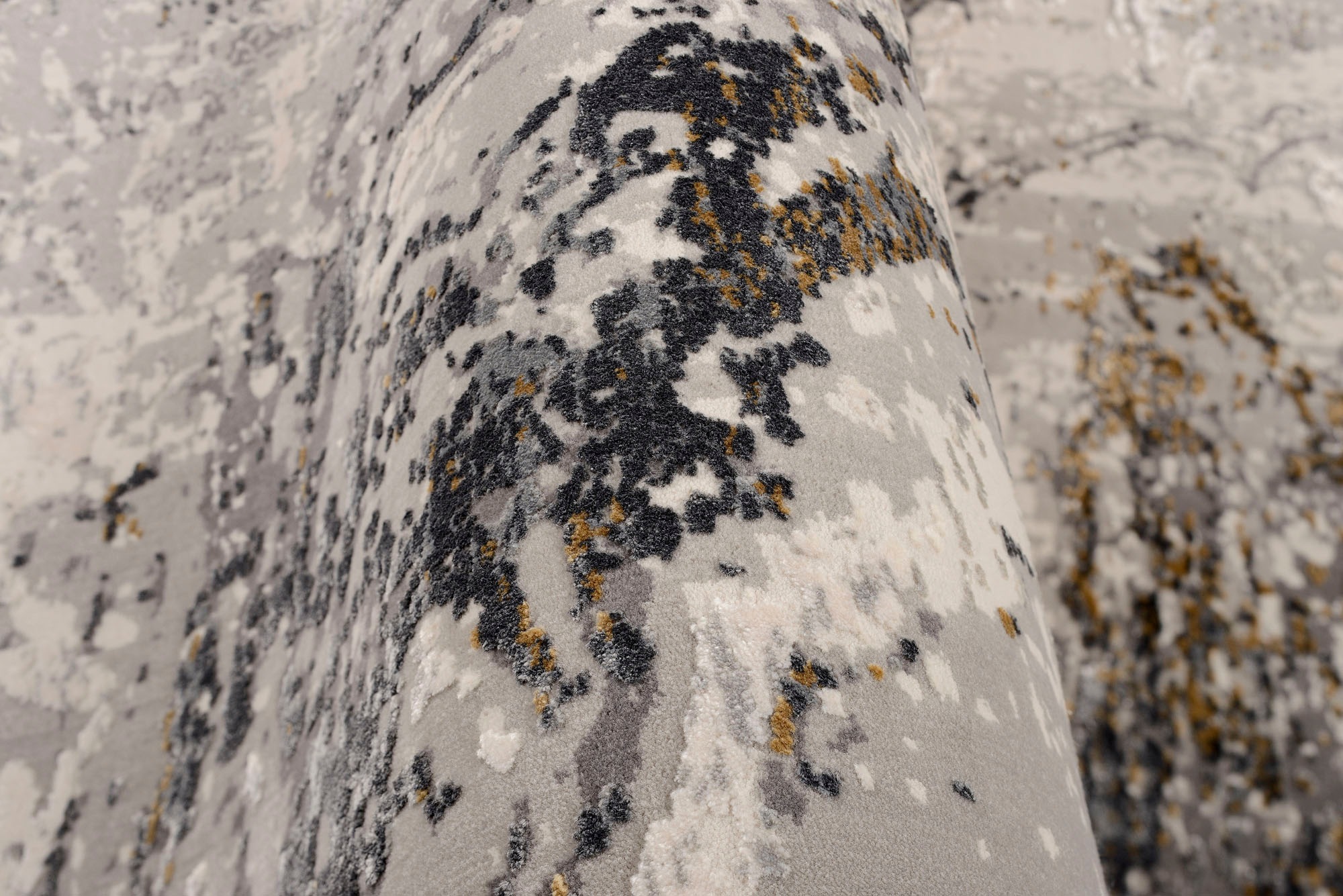 Teppich OCI DIE TEPPICHMARKE "BESTSELLER YOU", grau (goldfarben, grau), H:8mm Ø:240cm, Viskose, Teppiche, Teppich, Glanz Viskose, mit Fransen, Hoch Tief Struktur, Vintage, Wohnzimmer 2