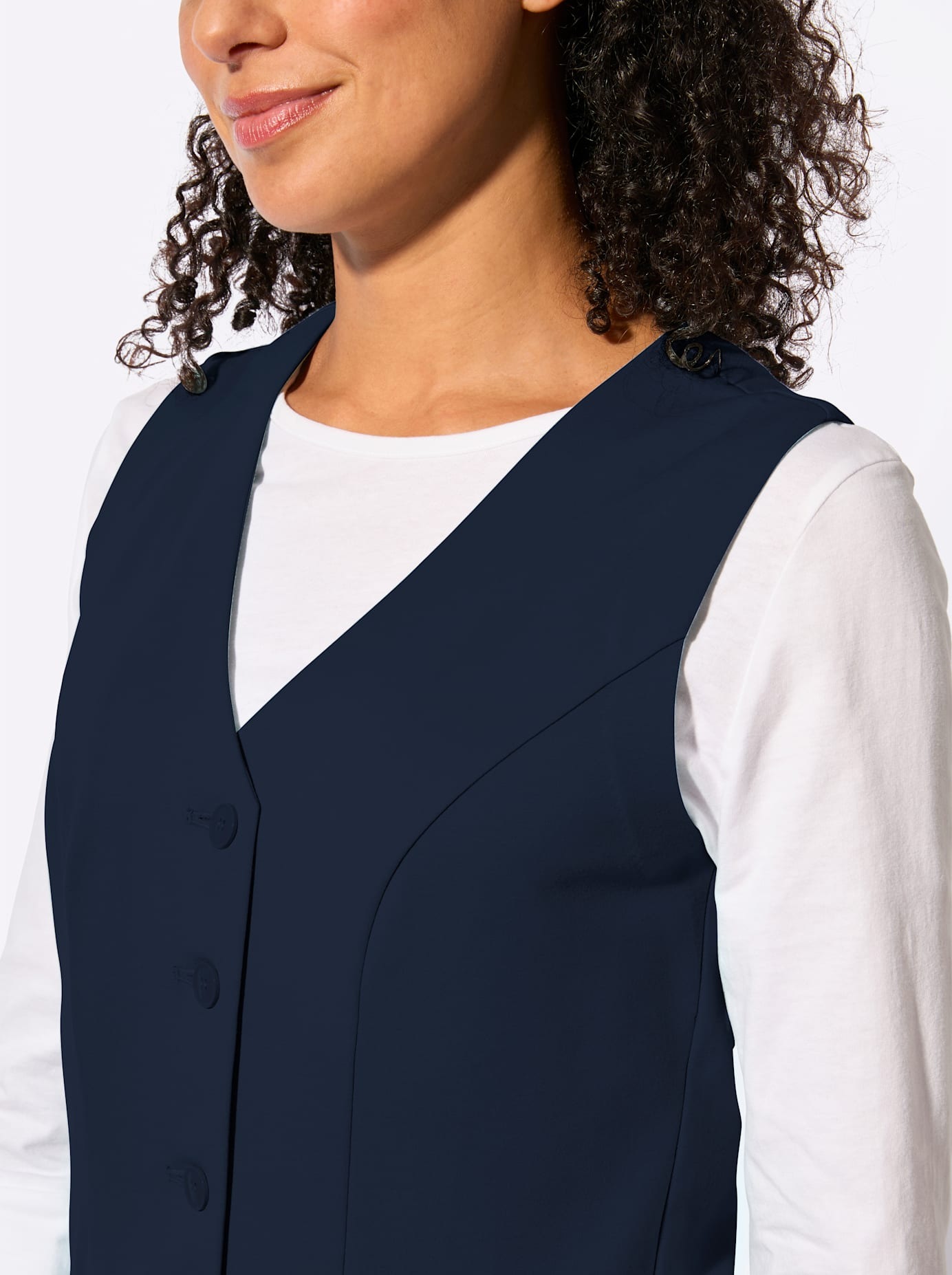 Shirtweste INSPIRATIONEN, Damen, Gr. 44, dunkelblau, 58% Viskose, 36% Polyamid, 6% Elasthan, unifarben, Westen 3