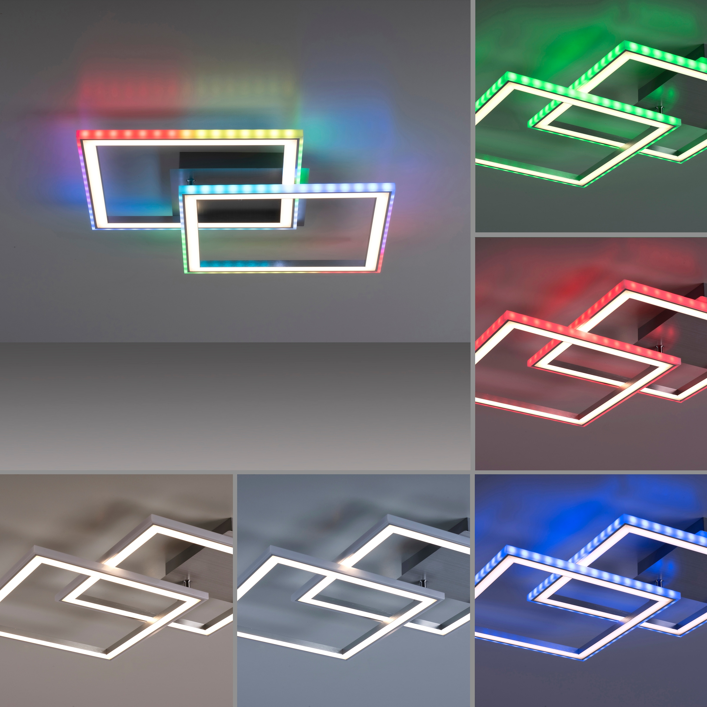 Leuchten Direkt Deckenleuchte »FELIX60«, 2 flammig-flammig, LED, CCT - über  Fernbedienung, RGB-Rainbow, Infrarot inkl., dimmbar bestellen | BAUR | Deckenlampen