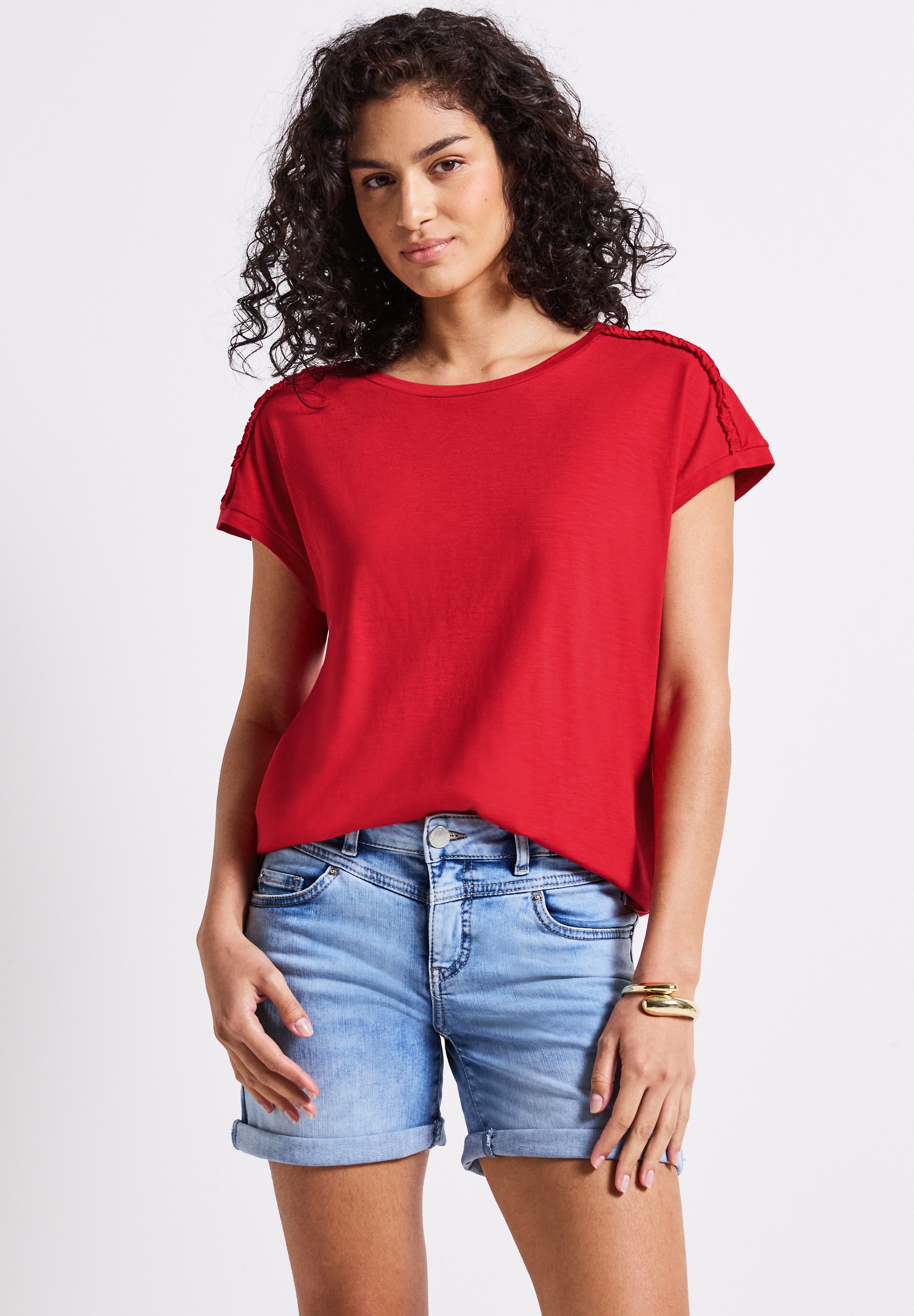 STREET ONE STUDIO T-Shirt, aus elastischem Materialmix günstig online kaufen