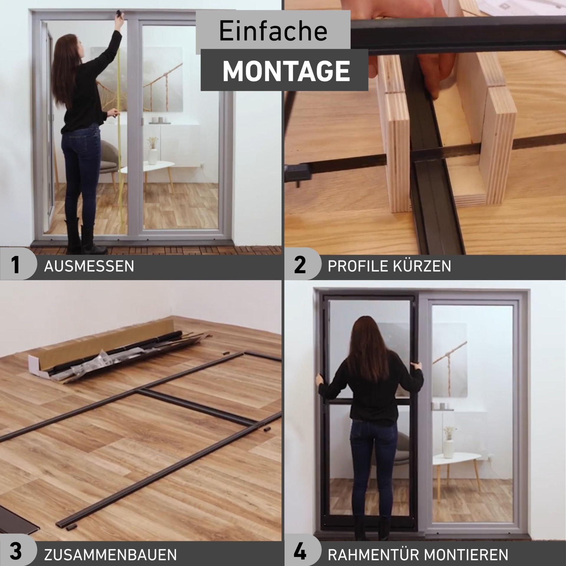 Windhager Insektenschutz-Tür »Basic für Balkon- und Terrassentüren, Fliegengitter Alu Rahmentür« Packung, 1 Stk. tlg. Insektenschutz zum bohren, Schwingtür 100 x 210, weiß