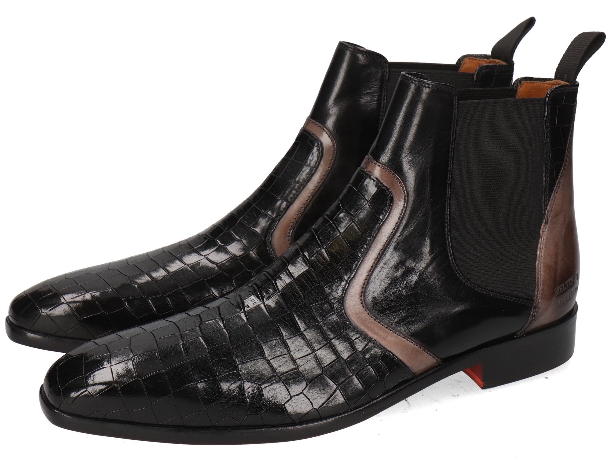 Melvin & Hamilton Chelseaboots "Lewis 26 - vegetabil gegerbt", Stiefelette, Anzugschuh, Business Schuh mit Reptilien Prä