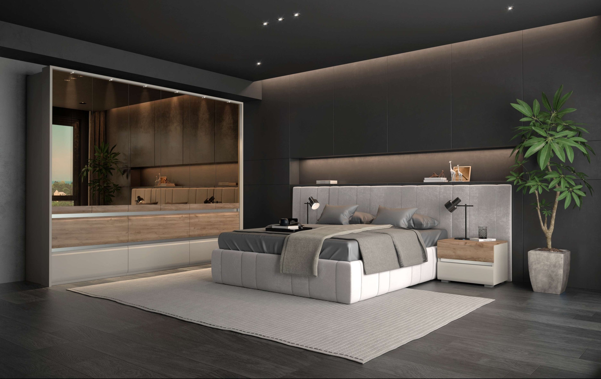 Places of Style Bettgestell »Invictus«, mit breitem gepolstertem Kopfteil, Lattenrost und Bettkasten