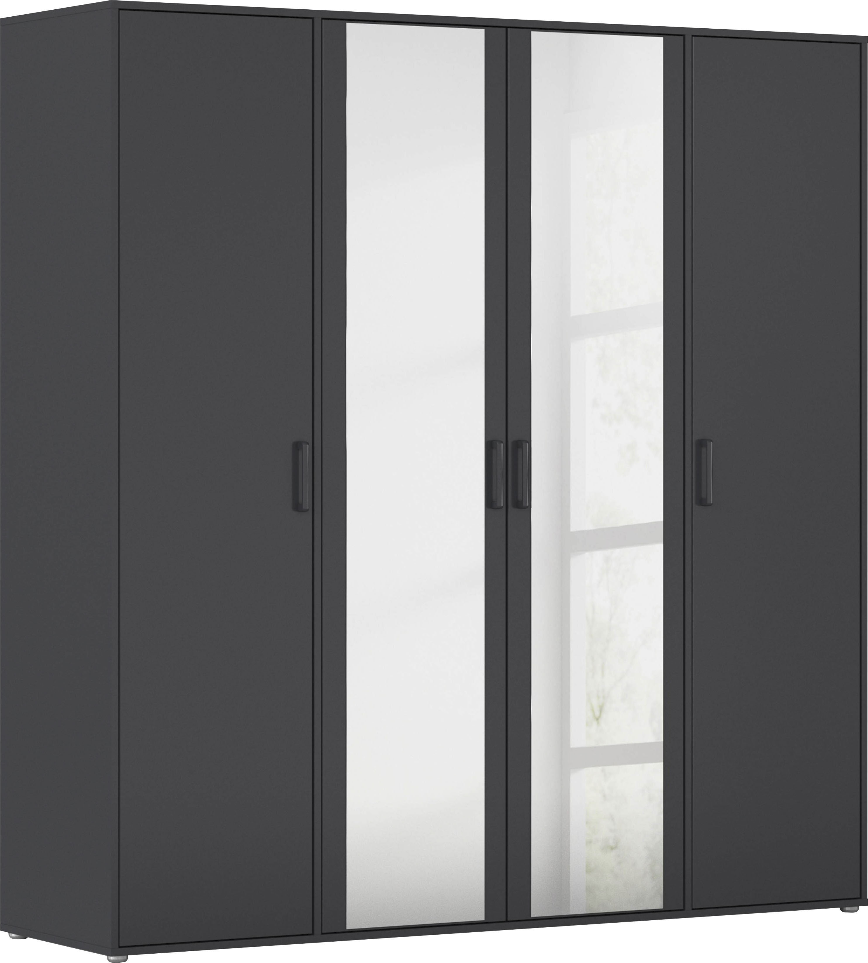 rauch "Kleiderschrank Schrank Garderobe Wäscheschrank VOYAGER" in 3 verschiedenen Ausstattungen BASIC/CLASSIC/PREMIUM, mit modernen Griffen in Graumetallic und Spiegel