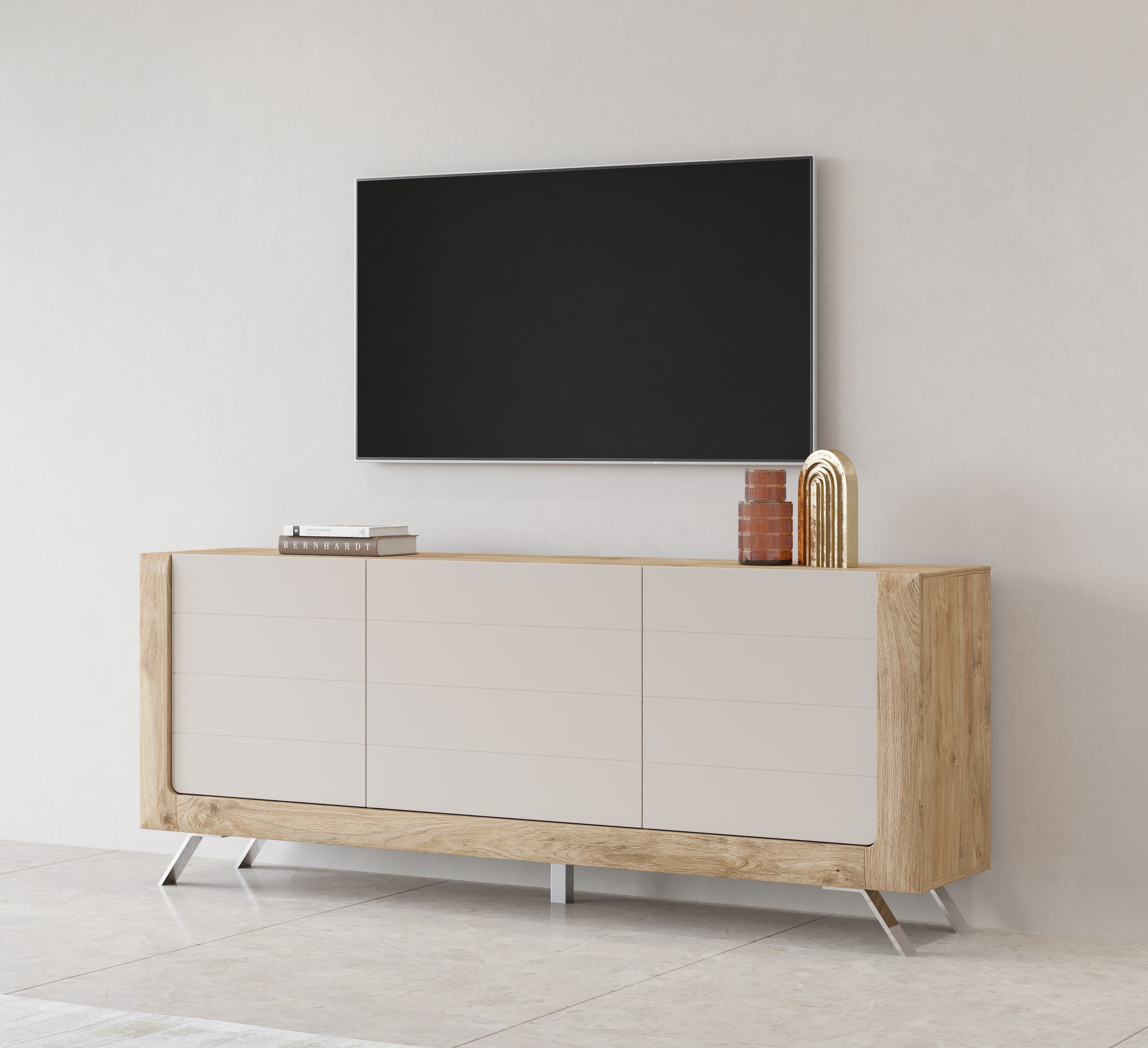 Leonique Sideboard "Kasai", Breite 199 cm, mit 3 Türen