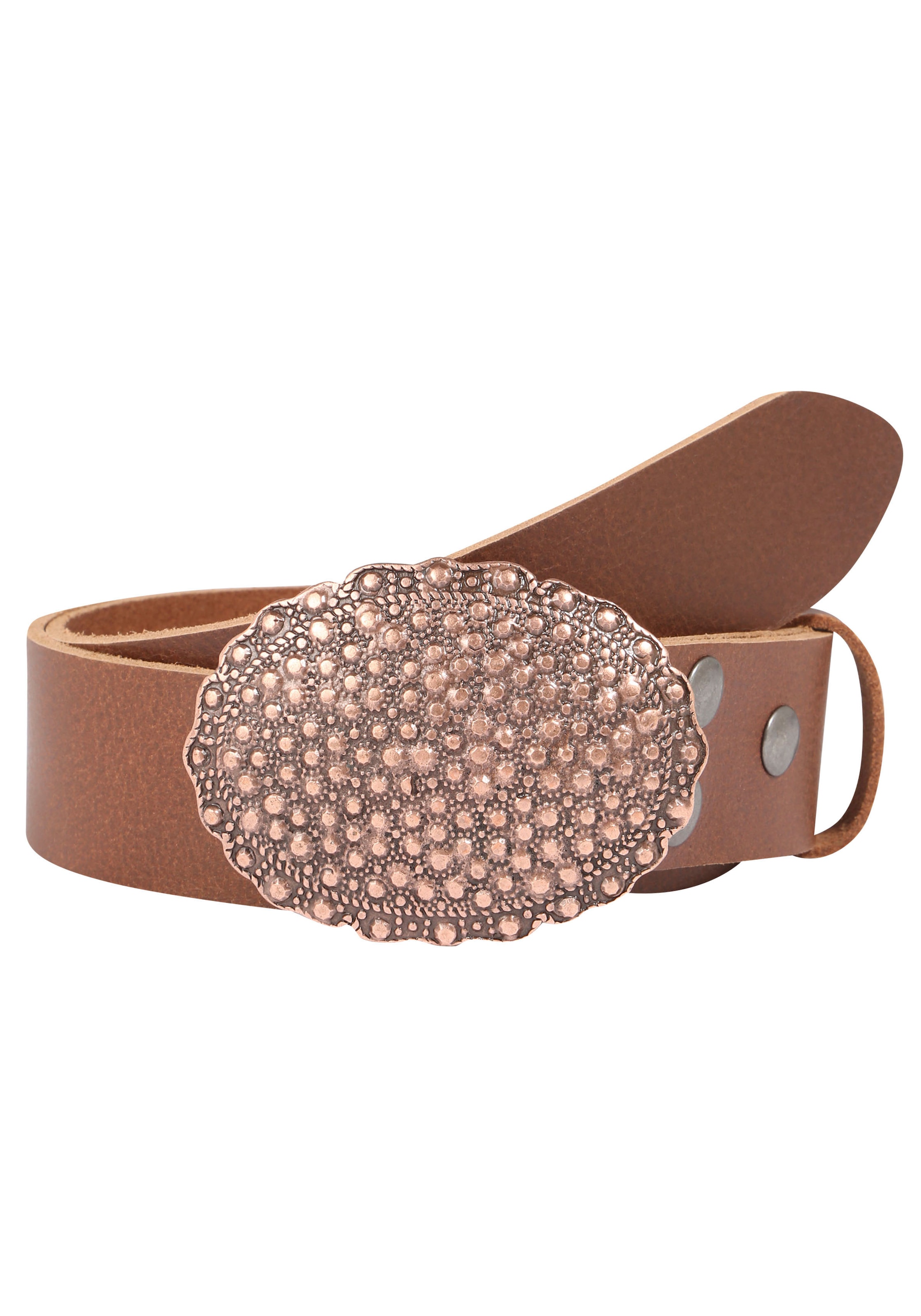 Rettungsring Gürtel Ledergürtel mit austauschbarer Schließe "Oval Nieten Ku günstig online kaufen