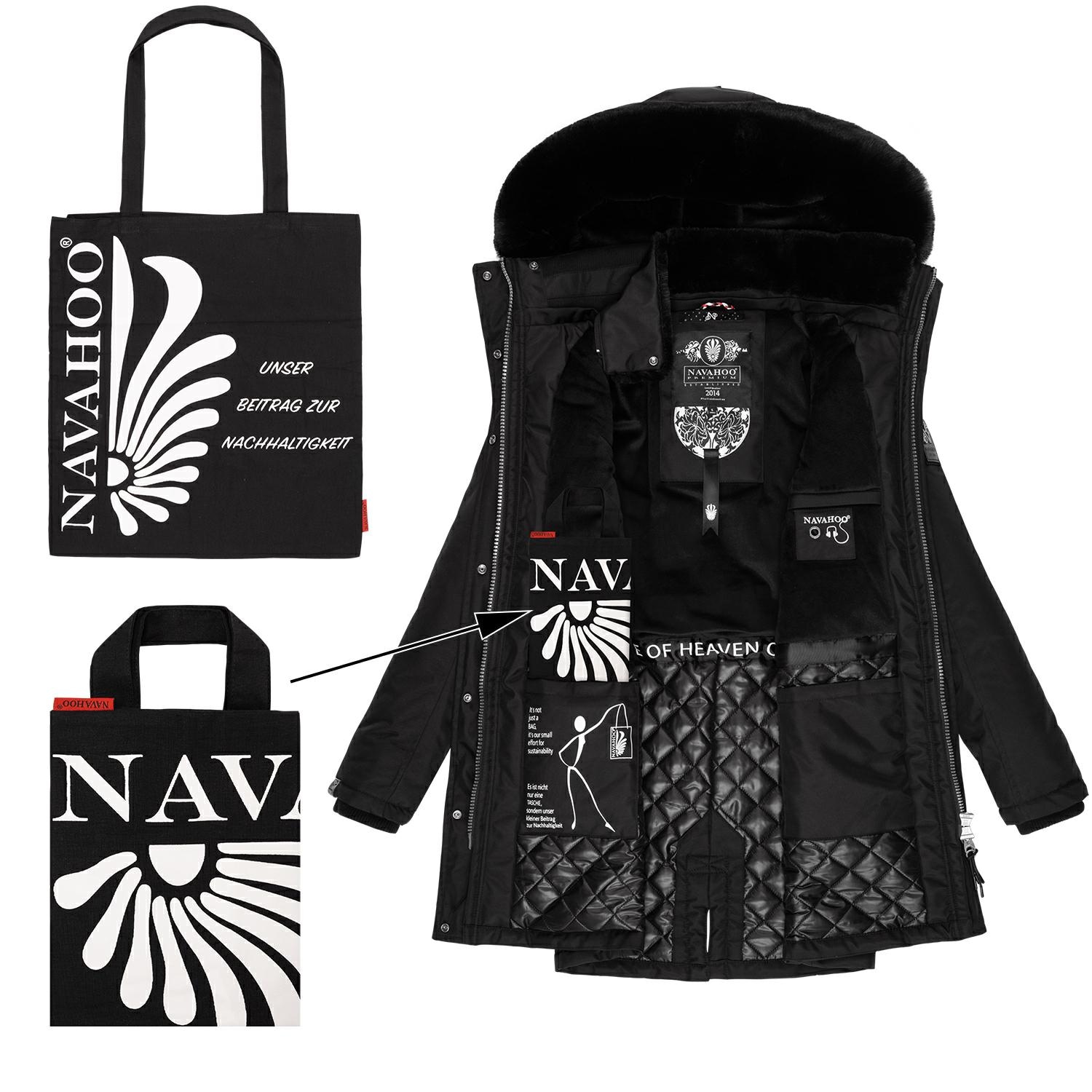 Navahoo Wintermantel »Tiniis«, Parka mit abnehmbarer Kapuze und extra Einkaufstasche
