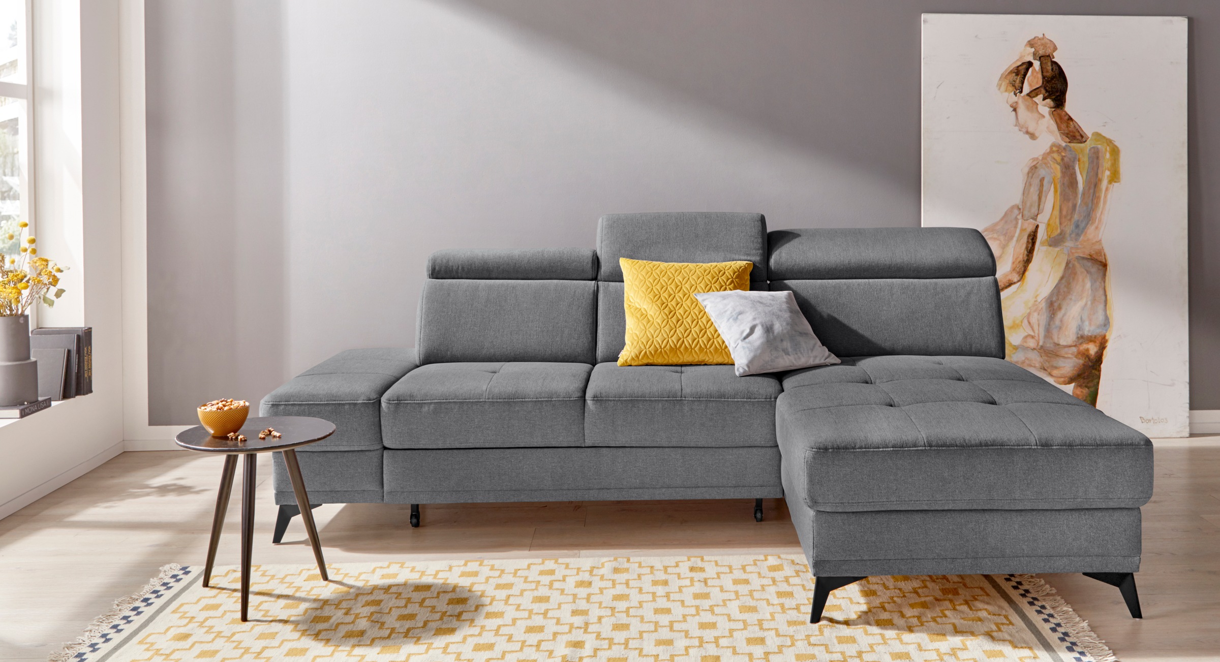 INOSIGN Ecksofa »Cardiz L-Form«, inkl.Kopfteilverstellung und Federkern wahlweise mit Bettfunktion