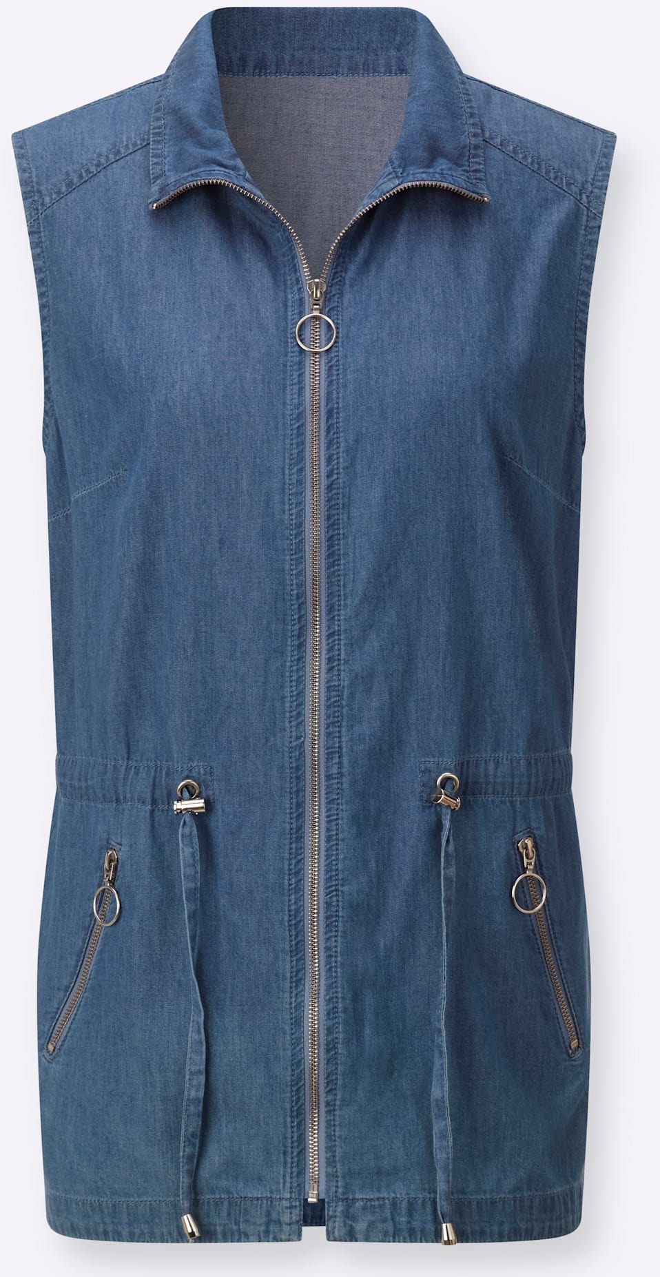 Classic Basics Women Denim Vest Blue Size 48 3