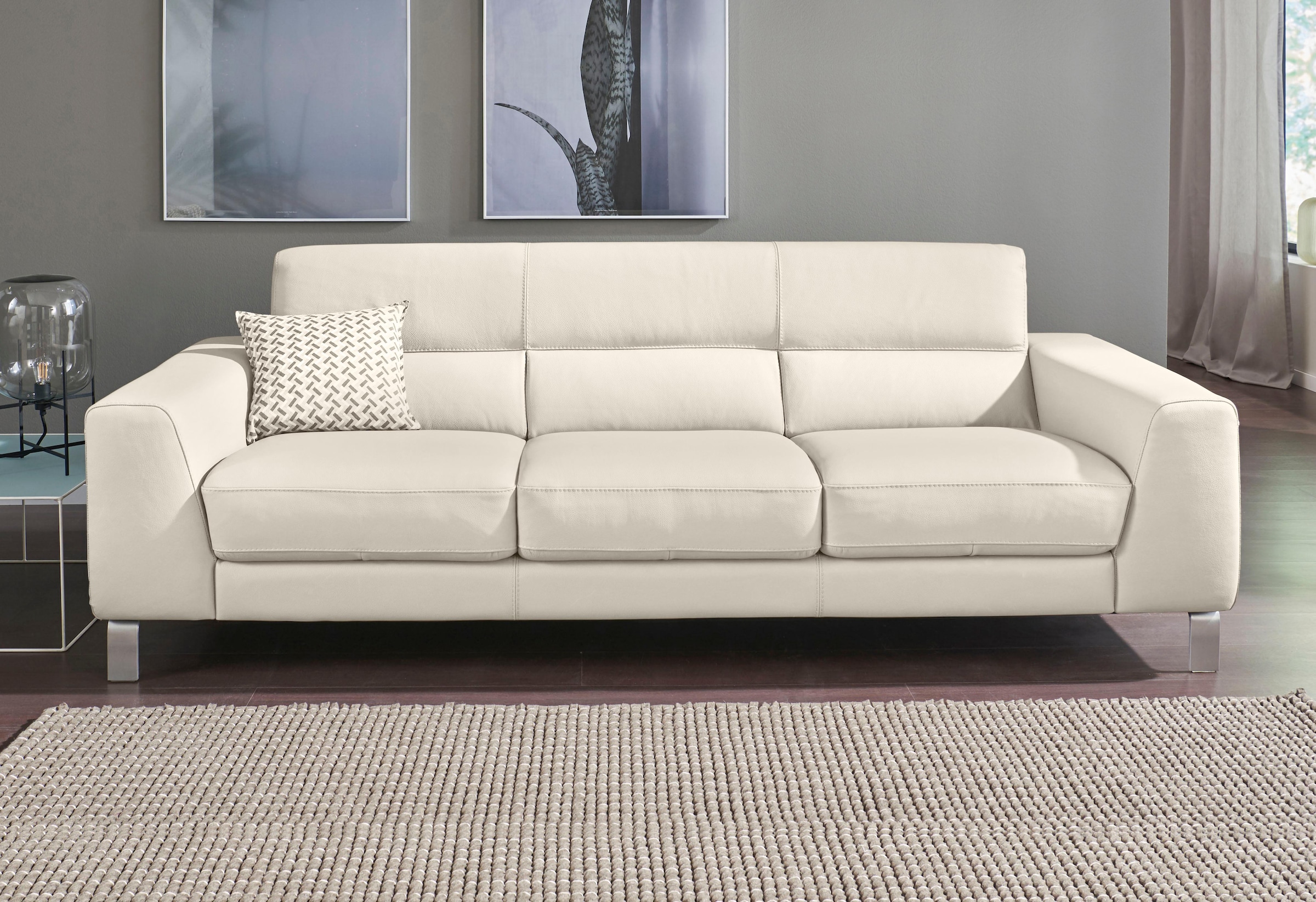 CALIA ITALIA 3-Sitzer "Simon, toller Sitzkomfort, italienisches Designsofa" in zwei Lederqualitäten