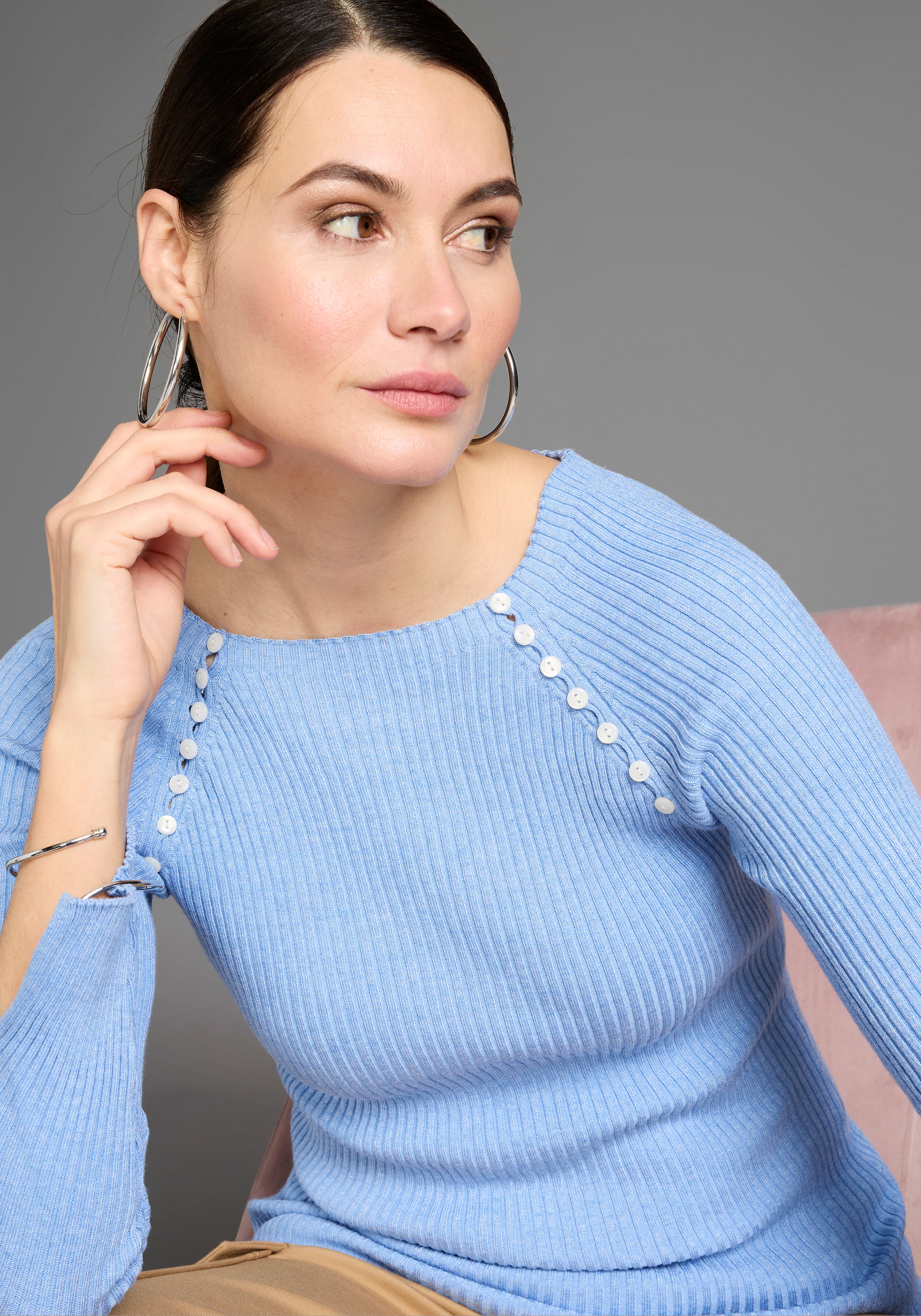 HECHTER PARIS Strickpullover, mit stilvollen Knopfleisten